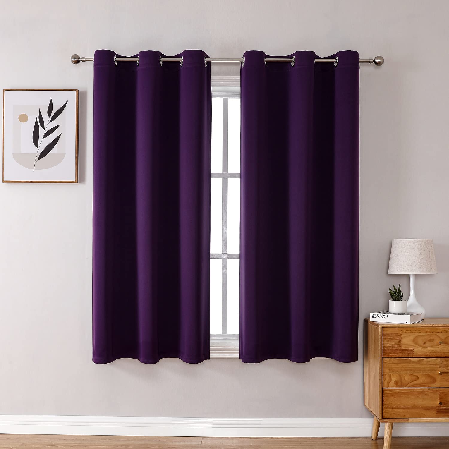 ChrisDowa Grommet Blackout Curtains for Bedroom and Living Room - 2 Panels Set Thermal Insulated Room Darkening Curtains (Dark Grey, 42 x 63 Inch)