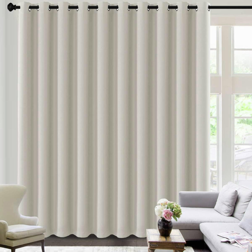 H.VERSAILTEX Blackout Patio Curtains 100 x 96 Inches for Sliding Door Extral Wide Blackout Curtain Panels Thermal Insulated Room Divider - Grommet Top, 8' Tall by 8.5' Wide - Jet Black