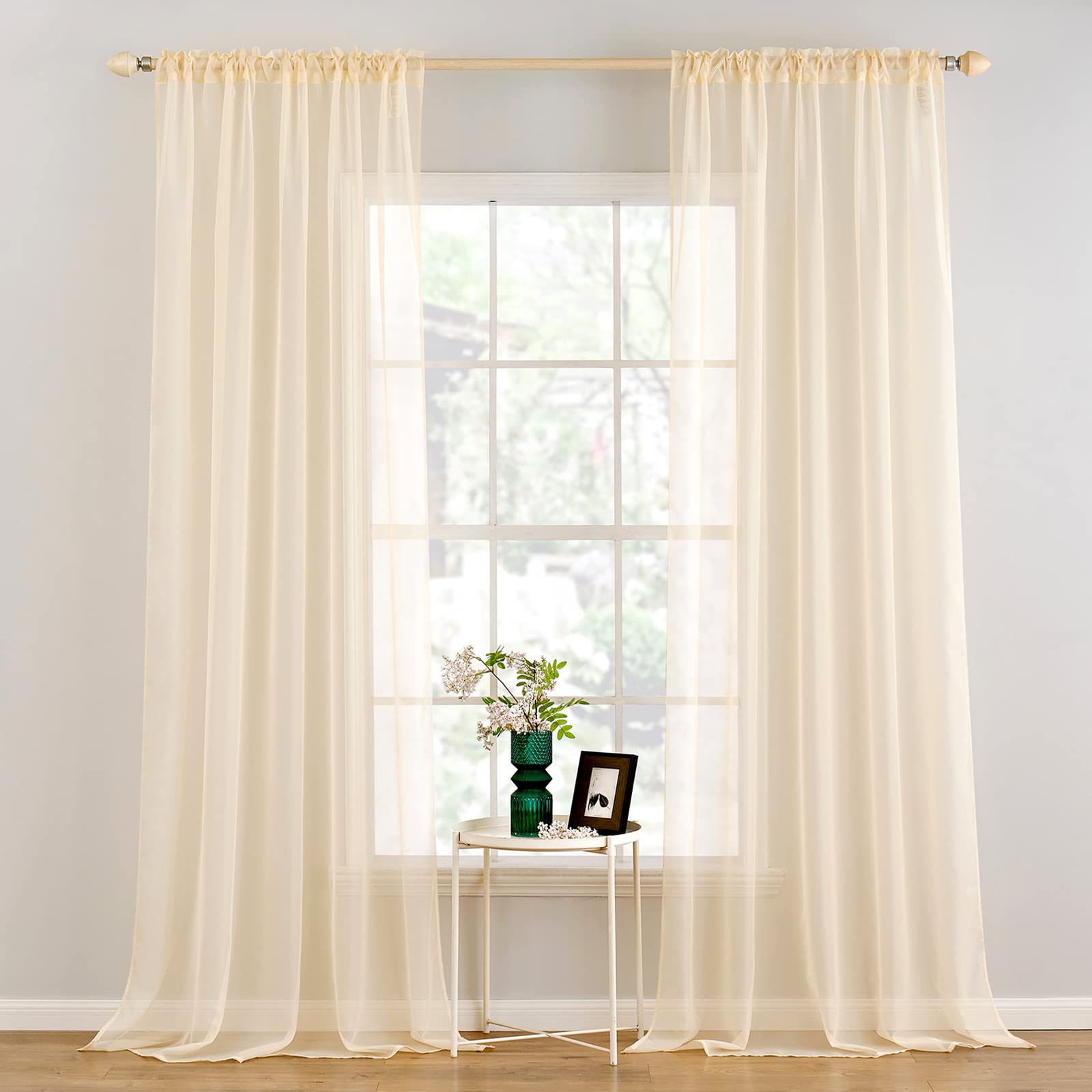 MIULEE 2 Panels Solid Color White Sheer Window Curtains Elegant Window Voile Panels/Drapes/Treatment for Bedroom Living Room (54 X 84 Inches White)