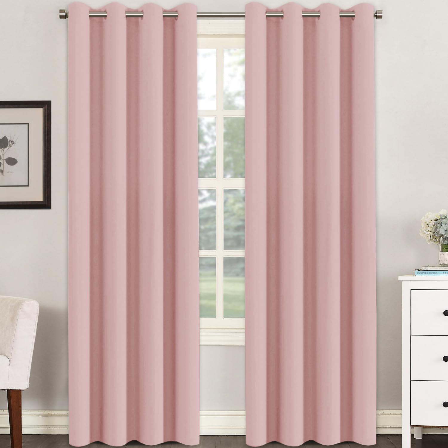 H.VERSAILTEX Blackout Patio Curtains 100 x 96 Inches for Sliding Door Extral Wide Blackout Curtain Panels Thermal Insulated Room Divider - Grommet Top, 8' Tall by 8.5' Wide - Jet Black