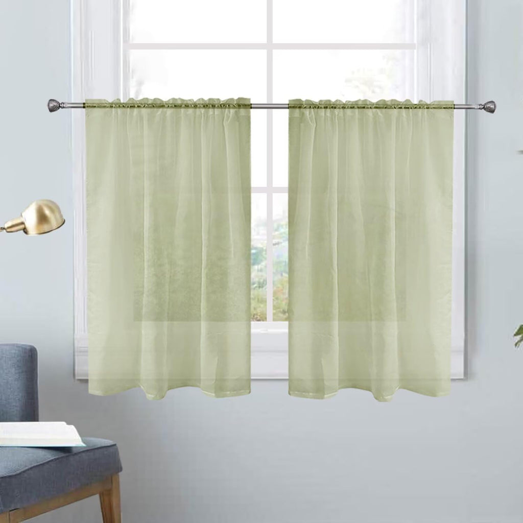 SpaceDresser Basic Rod Pocket Sheer Voile Window Curtain Panels White 1 Pair 2 Panels 52 Width 84 Inch Long for Kitchen Bedroom Children Living Room Yard(White,52 W x 84 L)