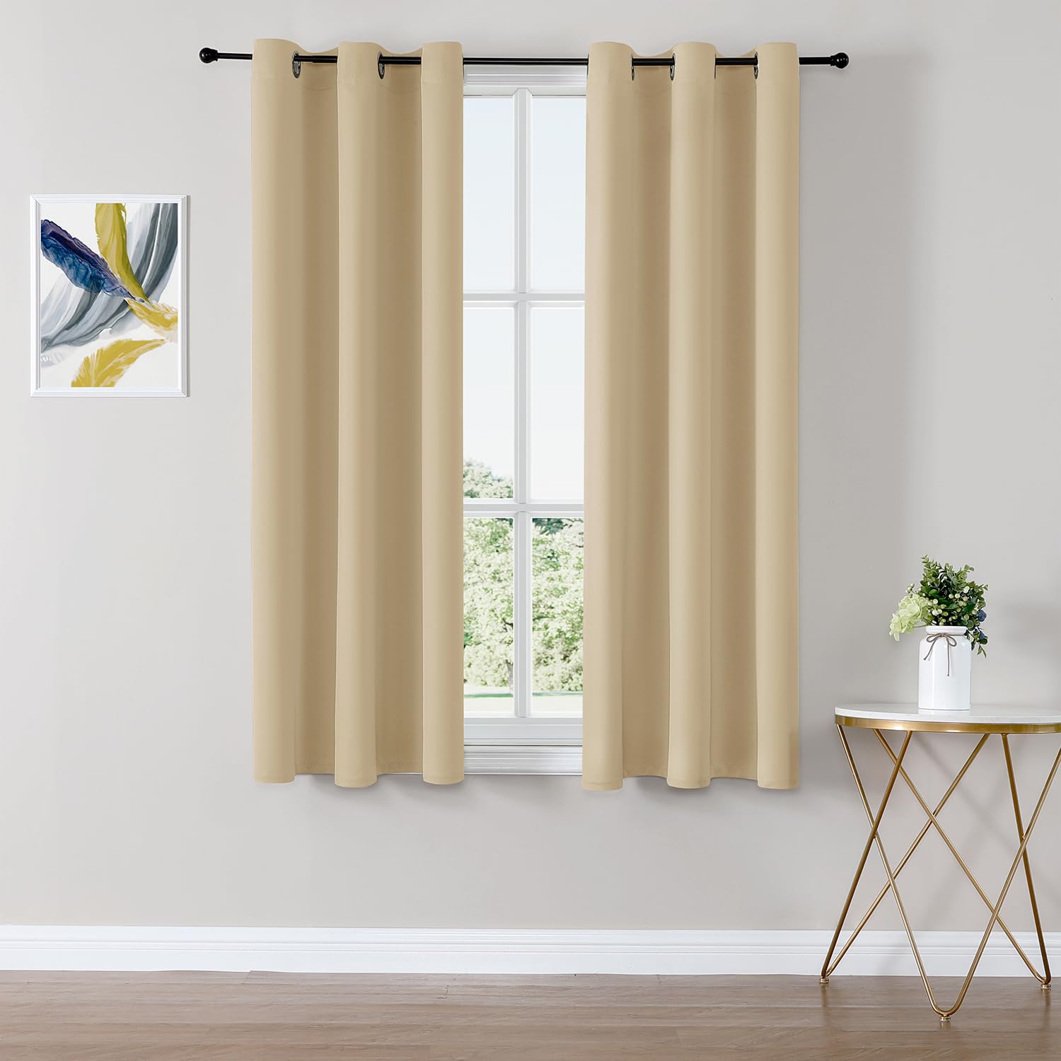 ChrisDowa Grommet Blackout Curtains for Bedroom and Living Room - 2 Panels Set Thermal Insulated Room Darkening Curtains (Dark Grey, 42 x 63 Inch)