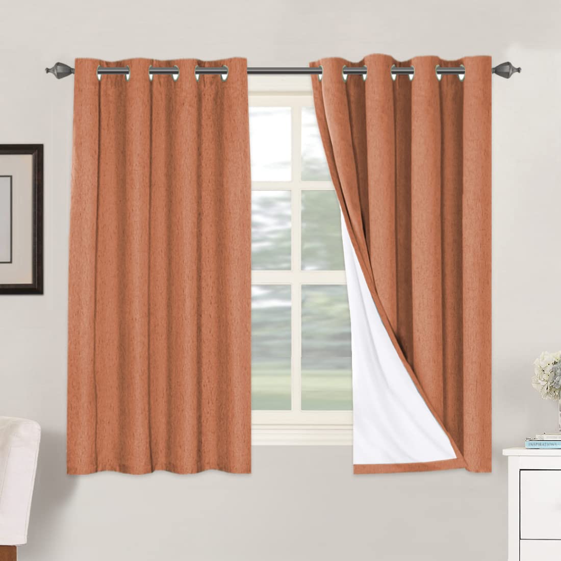 H.VERSAILTEX 100% Blackout Curtains Ivory, Linen Blackout Curtains 96 inch Curtains 2 Panel Set, Elegant Curtain for Bedroom Grommet Drapes for Living Room