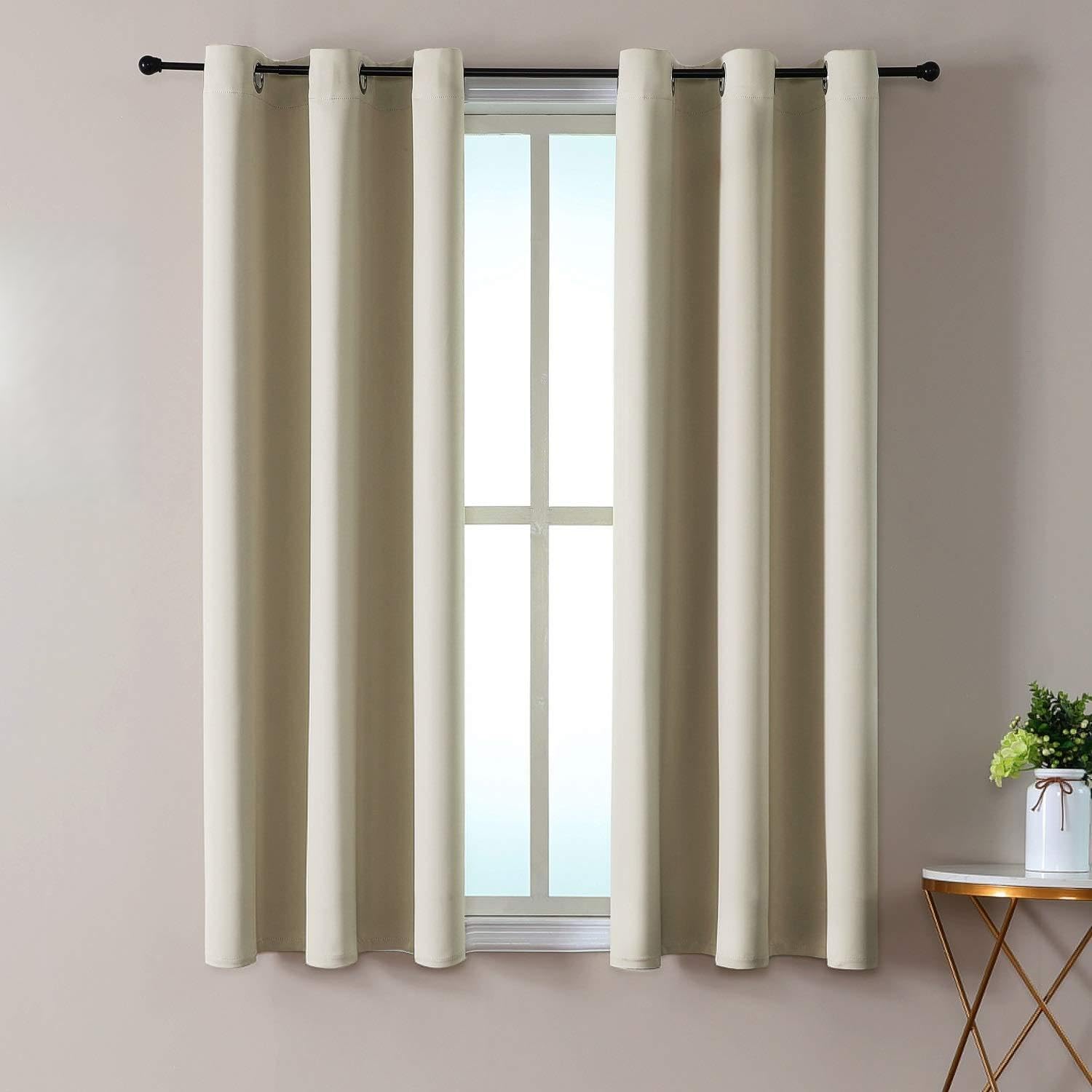 ChrisDowa Grommet Blackout Curtains for Bedroom and Living Room - 2 Panels Set Thermal Insulated Room Darkening Curtains (Dark Grey, 42 x 63 Inch)