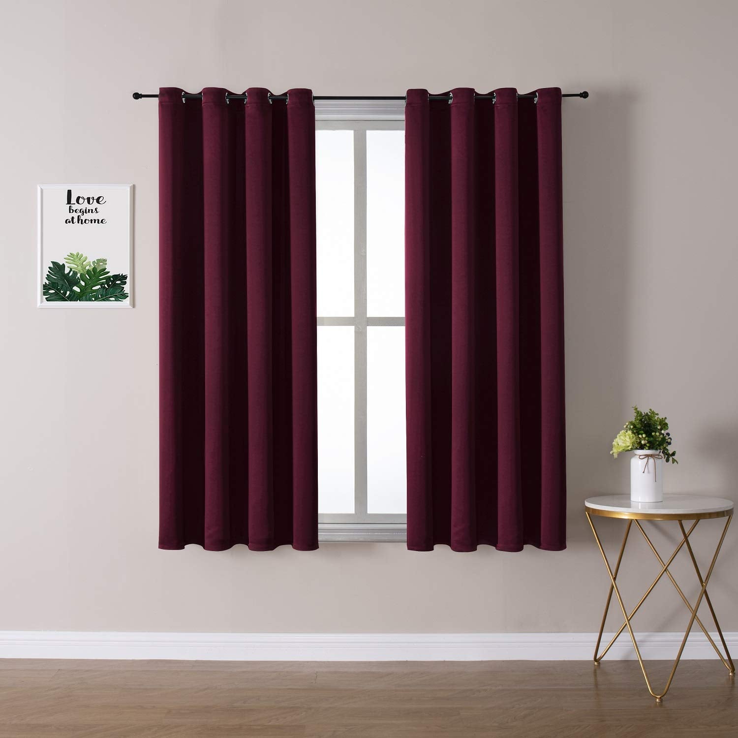 ChrisDowa Grommet Blackout Curtains for Bedroom and Living Room - 2 Panels Set Thermal Insulated Room Darkening Curtains (Dark Grey, 42 x 63 Inch)