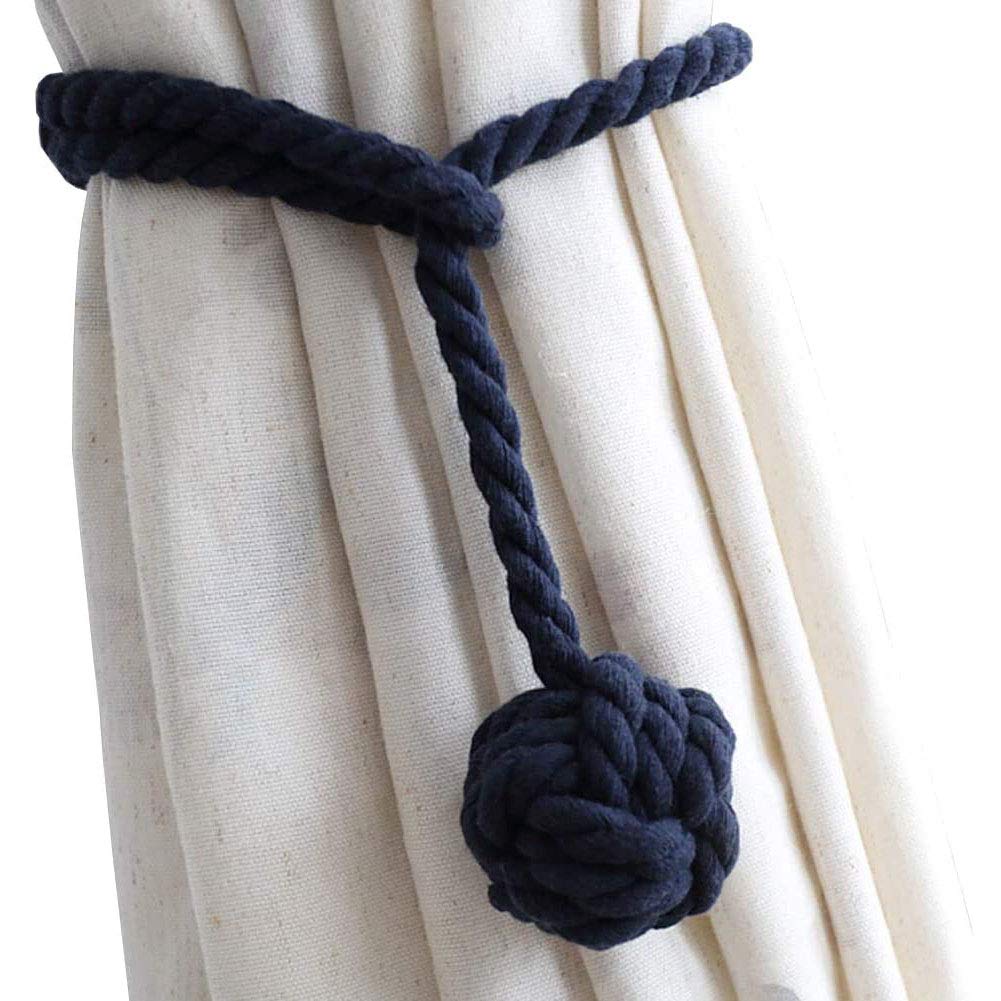 Melaluxe 2 Pack Curtain Tiebacks - Heavy Duty Curtain Rope Tieback, Handmade Rural Decorative Curtain Holdbacks (Beige)