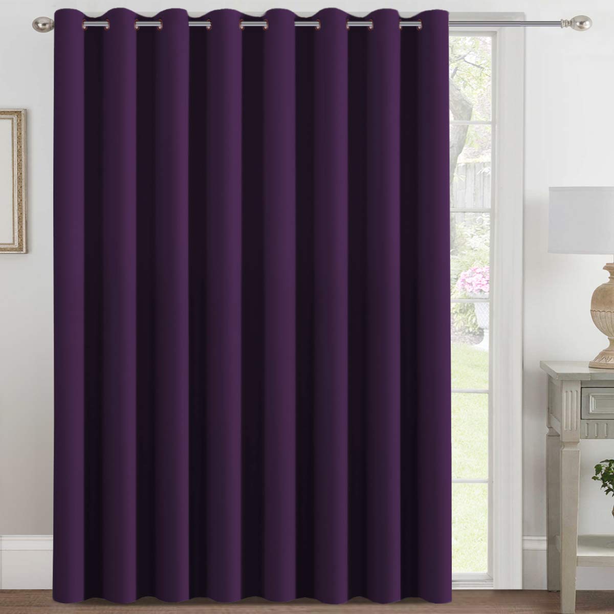 H.VERSAILTEX Blackout Patio Curtains 100 x 96 Inches for Sliding Door Extral Wide Blackout Curtain Panels Thermal Insulated Room Divider - Grommet Top, 8' Tall by 8.5' Wide - Jet Black