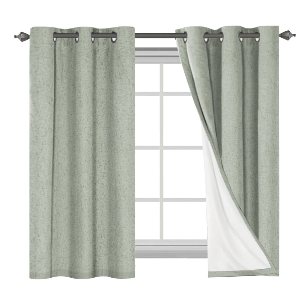 H.VERSAILTEX 100% Blackout Curtains Ivory, Linen Blackout Curtains 96 inch Curtains 2 Panel Set, Elegant Curtain for Bedroom Grommet Drapes for Living Room