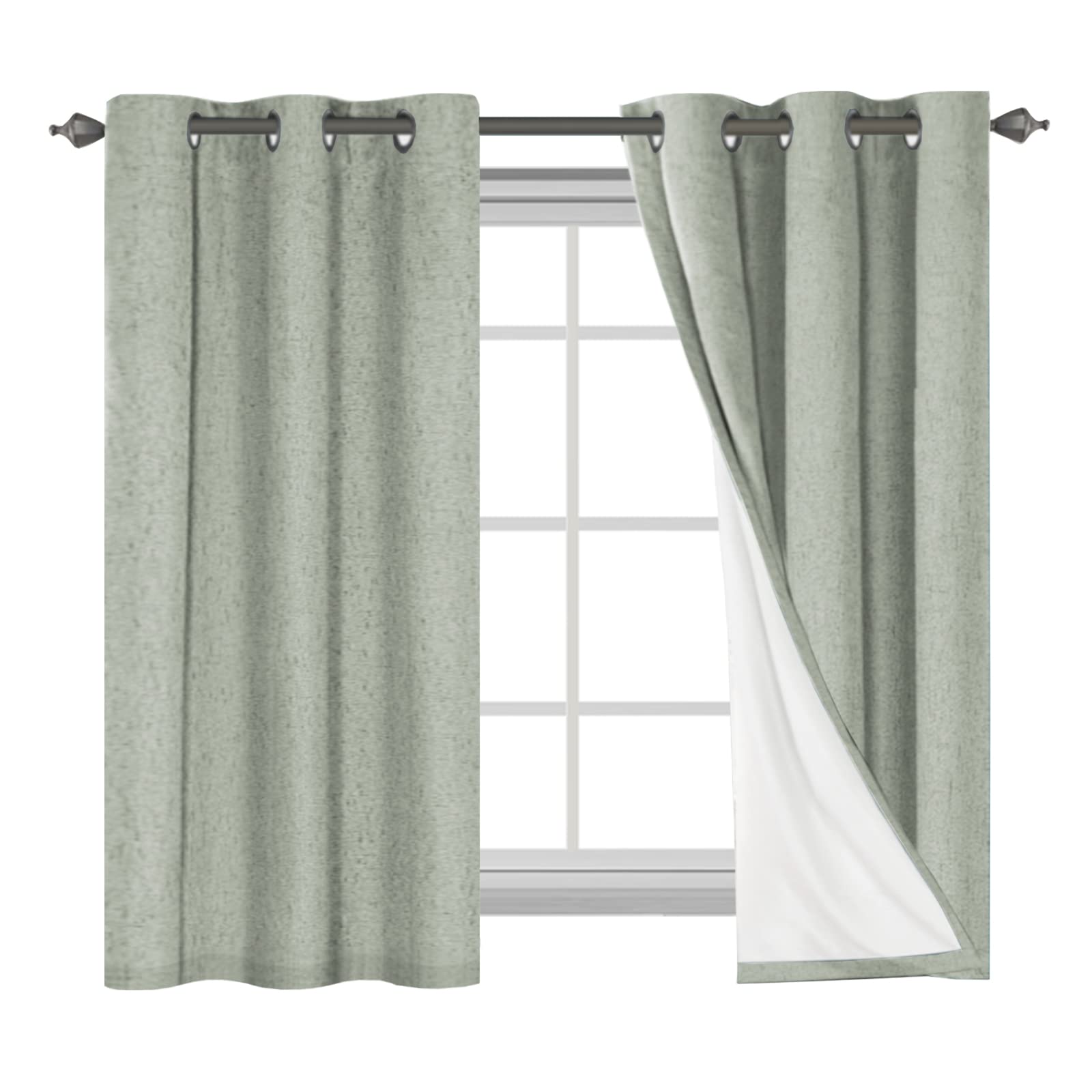 H.VERSAILTEX 100% Blackout Curtains Ivory, Linen Blackout Curtains 96 inch Curtains 2 Panel Set, Elegant Curtain for Bedroom Grommet Drapes for Living Room