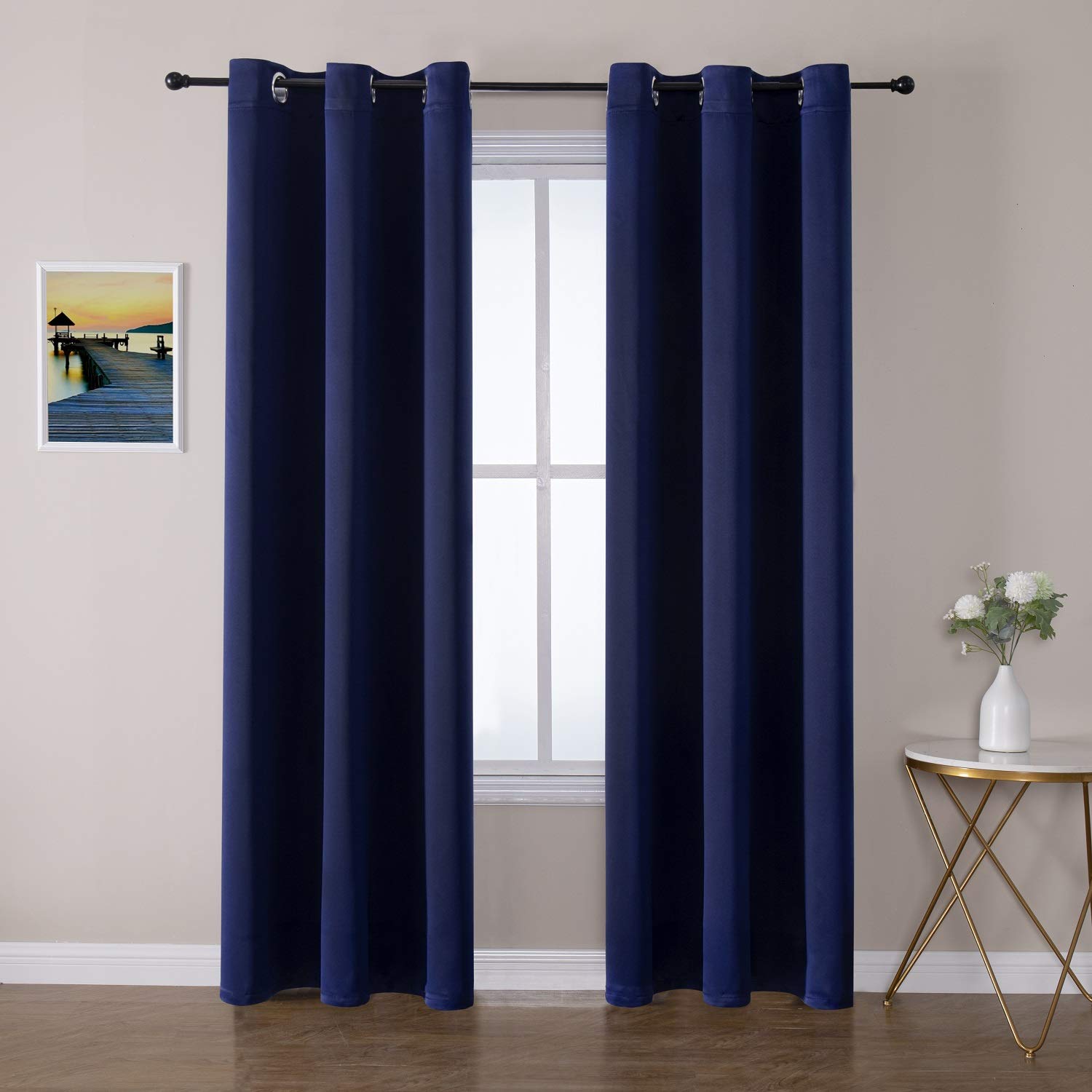 ChrisDowa Grommet Blackout Curtains for Bedroom and Living Room - 2 Panels Set Thermal Insulated Room Darkening Curtains (Dark Grey, 42 x 63 Inch)