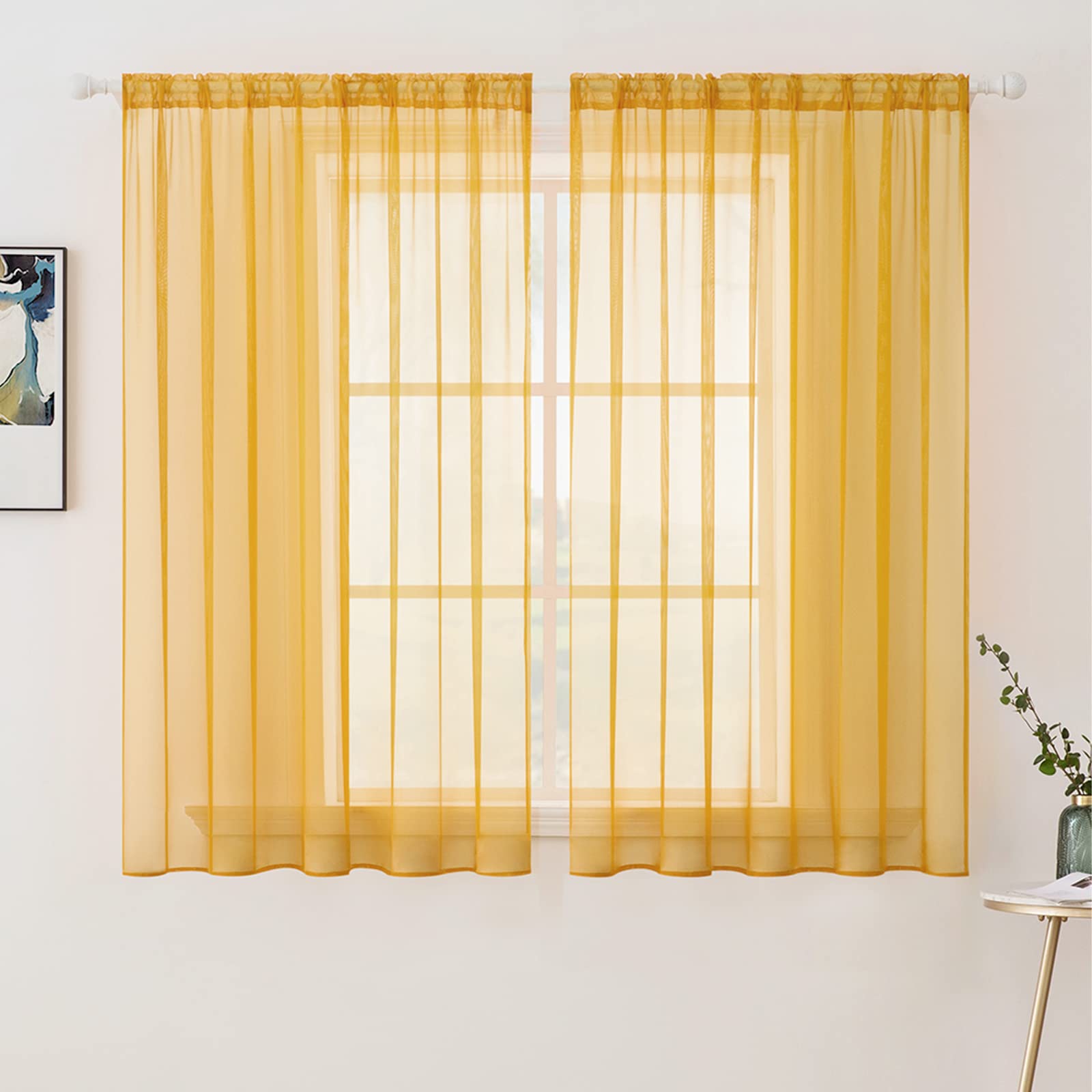 MIULEE White Sheer Curtains 96 inches Long Window Curtains 2 Panels Solid Color Elegant Window Voile Panels/Drapes/Treatment for Bedroom Living Room (54 X 96 Inches White)