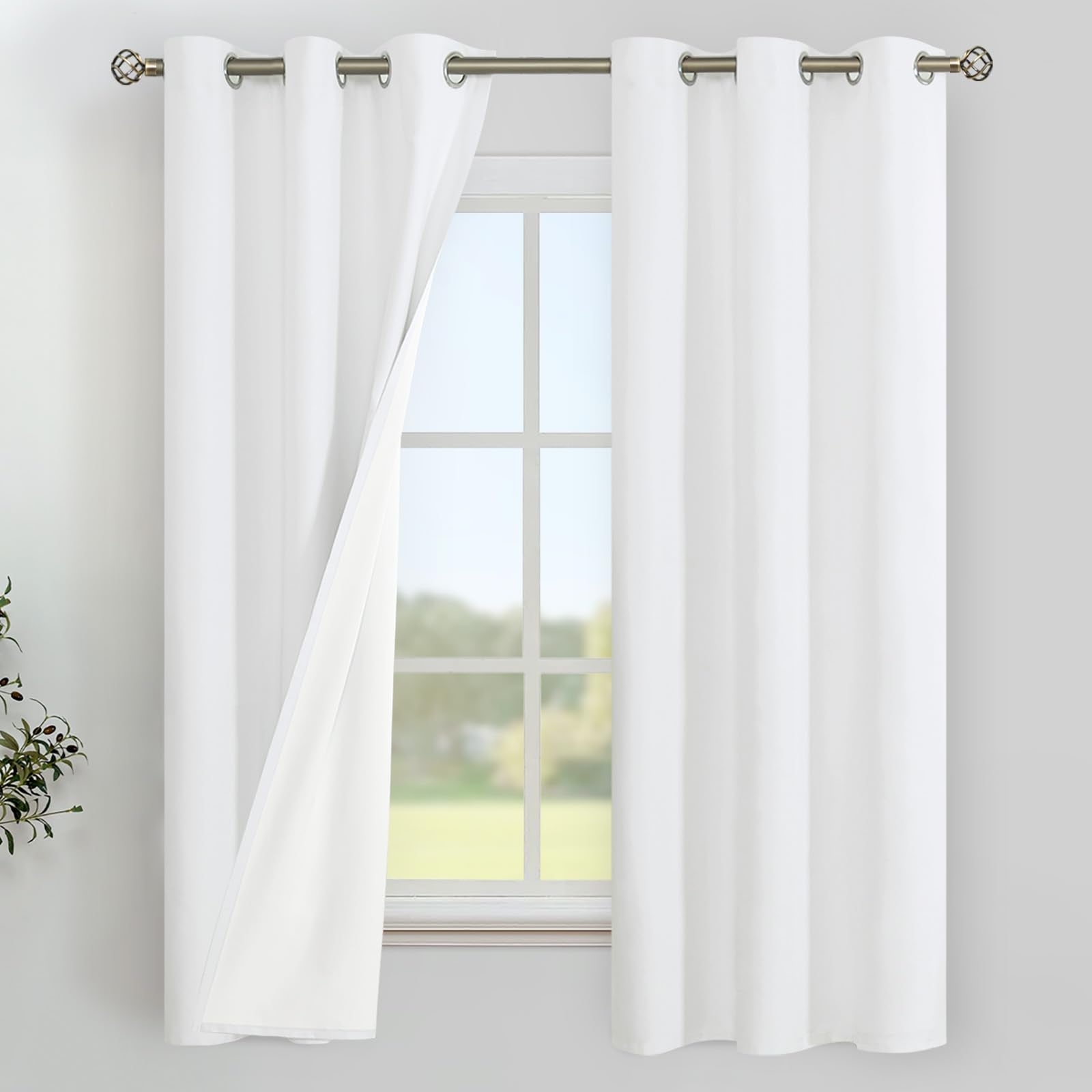 YoungsTex Linen Blackout Curtains 63 Inches Long for Bedroom, Room Darkening Window Drapes with Grommet Thermal Insulated Black Out for Living Room, 2 Panels, 52 X 63 Inch