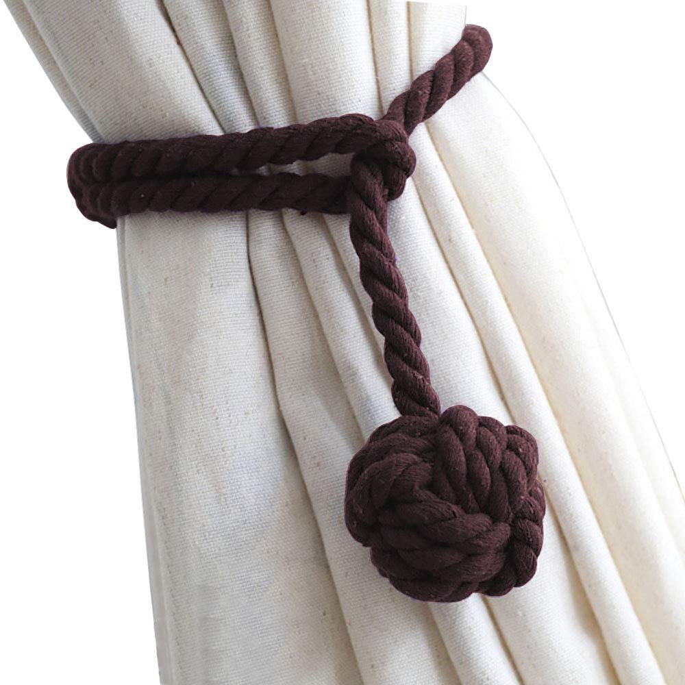 Melaluxe 2 Pack Curtain Tiebacks - Heavy Duty Curtain Rope Tieback, Handmade Rural Decorative Curtain Holdbacks (Beige)