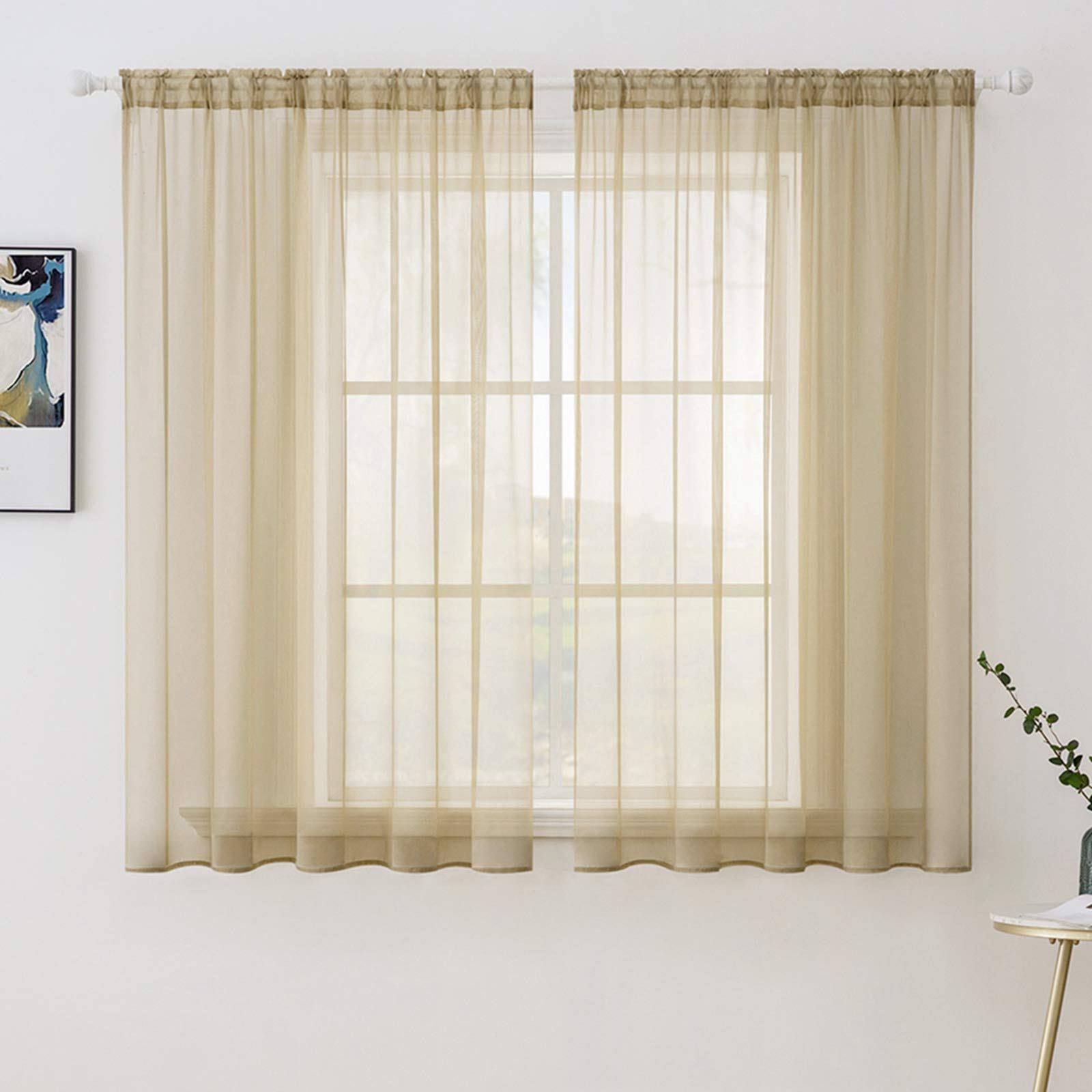 MIULEE White Sheer Curtains 96 inches Long Window Curtains 2 Panels Solid Color Elegant Window Voile Panels/Drapes/Treatment for Bedroom Living Room (54 X 96 Inches White)