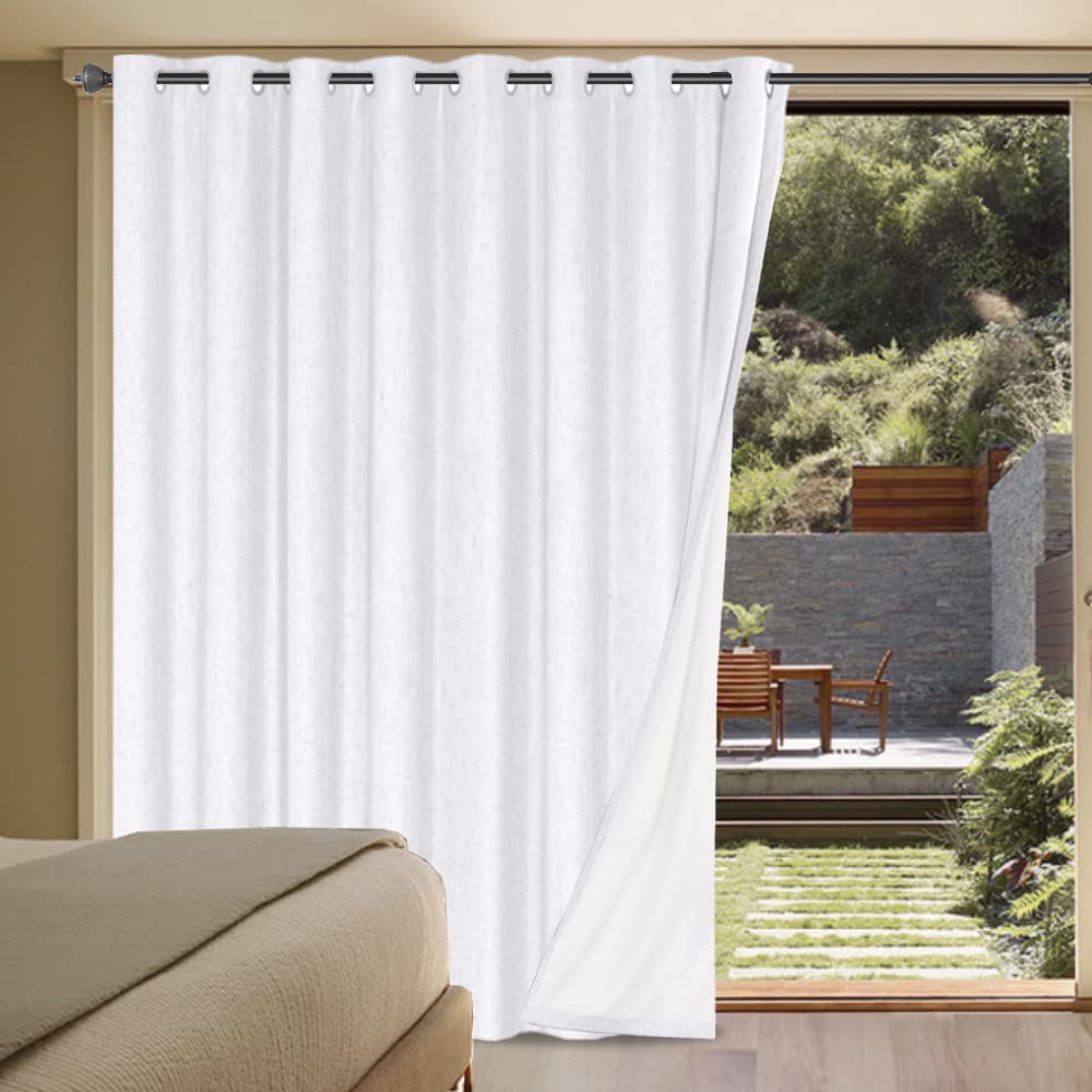 H.VERSAILTEX 100% Blackout Curtains Ivory, Linen Blackout Curtains 96 inch Curtains 2 Panel Set, Elegant Curtain for Bedroom Grommet Drapes for Living Room