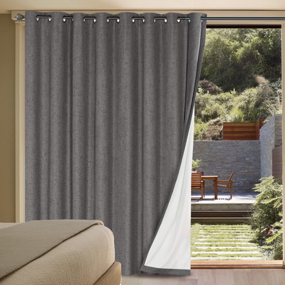 H.VERSAILTEX 100% Blackout Curtains Ivory, Linen Blackout Curtains 96 inch Curtains 2 Panel Set, Elegant Curtain for Bedroom Grommet Drapes for Living Room