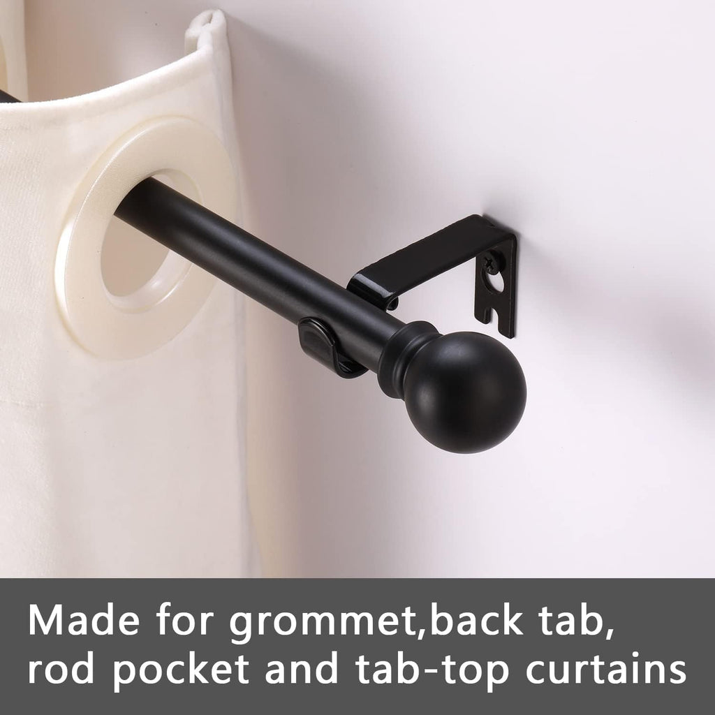 GXOACKJ 2 Pack Black Curtain Rods for windows 32 to 48 inch, 5/8 inch Splicing Heavy Duty Metal Curtain Rod Set with Brackets