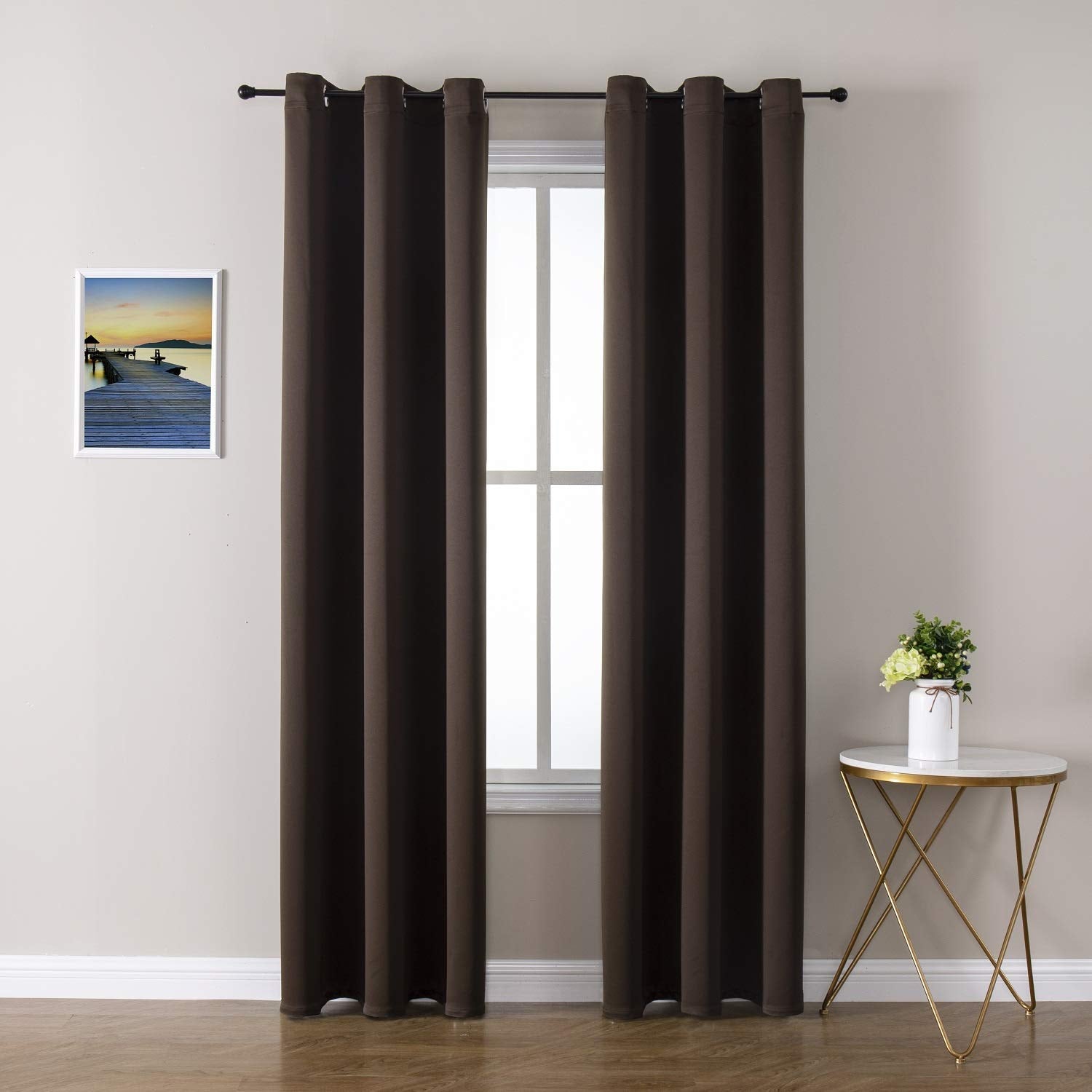 ChrisDowa Grommet Blackout Curtains for Bedroom and Living Room - 2 Panels Set Thermal Insulated Room Darkening Curtains (Dark Grey, 42 x 63 Inch)