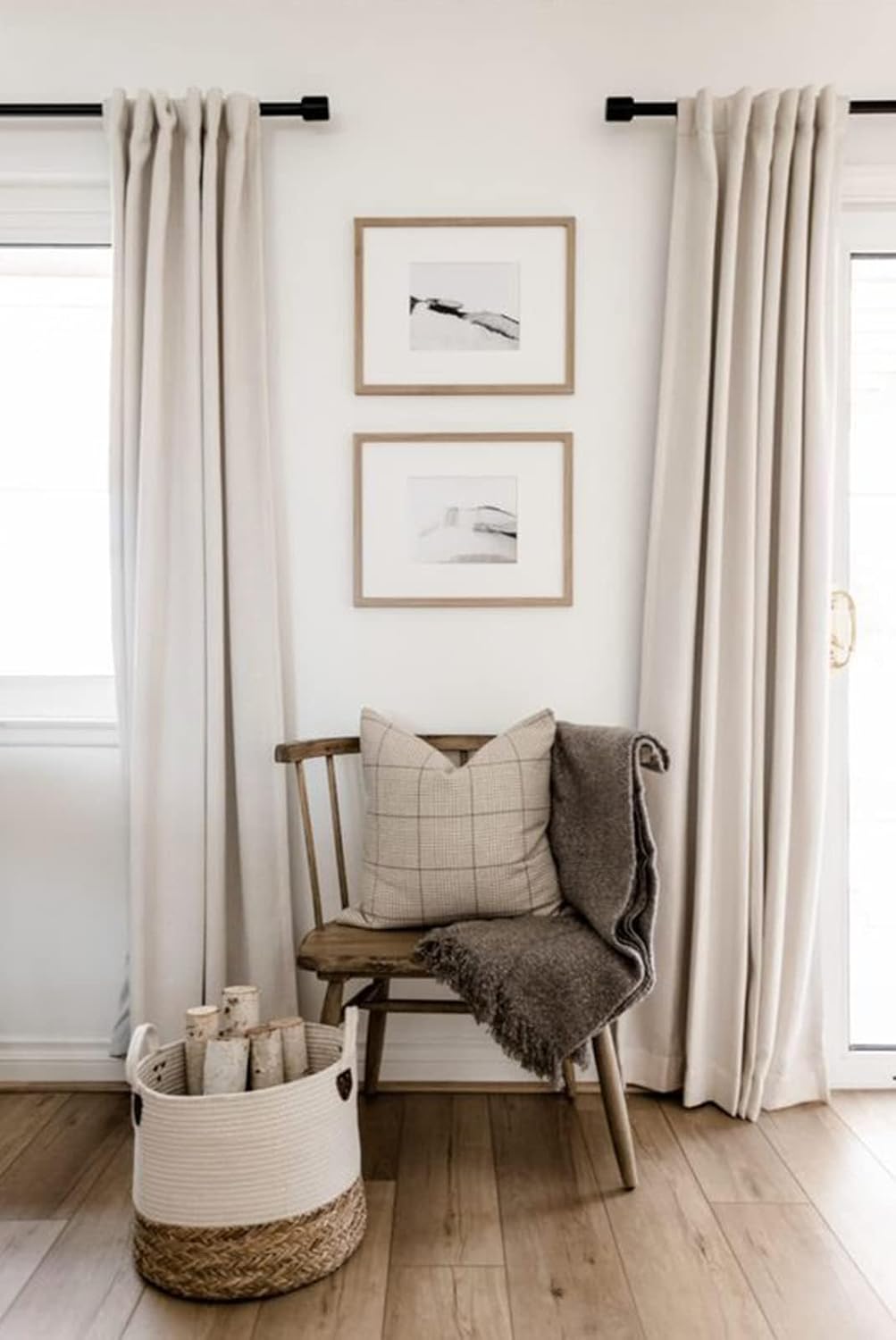 Cream Thermal Blackout Curtains 2 Panels, 50"×84", Back Tab & Rod Pocket Design