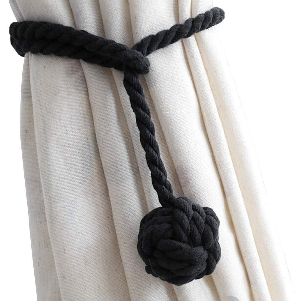 Melaluxe 2 Pack Curtain Tiebacks - Heavy Duty Curtain Rope Tieback, Handmade Rural Decorative Curtain Holdbacks (Beige)