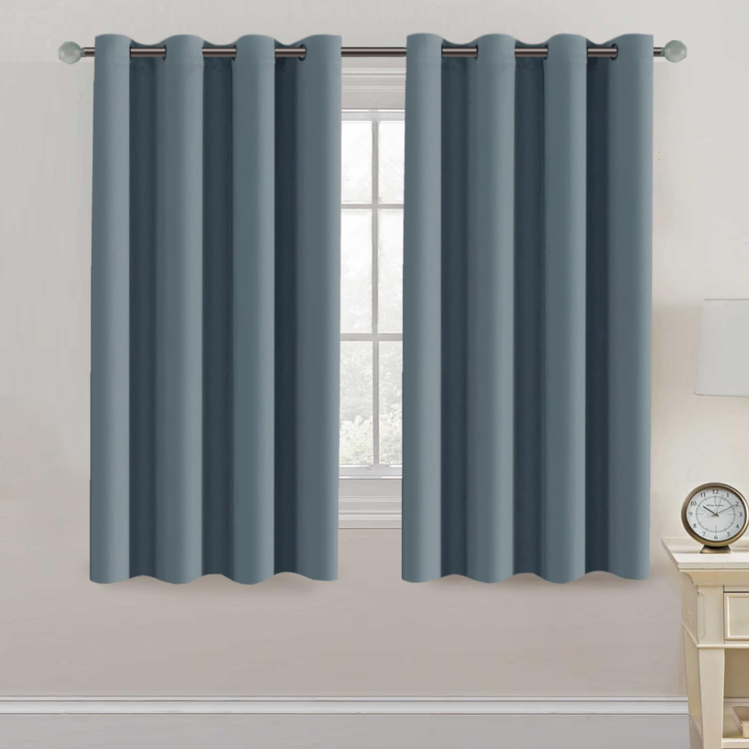 H.VERSAILTEX Blackout Patio Curtains 100 x 96 Inches for Sliding Door Extral Wide Blackout Curtain Panels Thermal Insulated Room Divider - Grommet Top, 8' Tall by 8.5' Wide - Jet Black