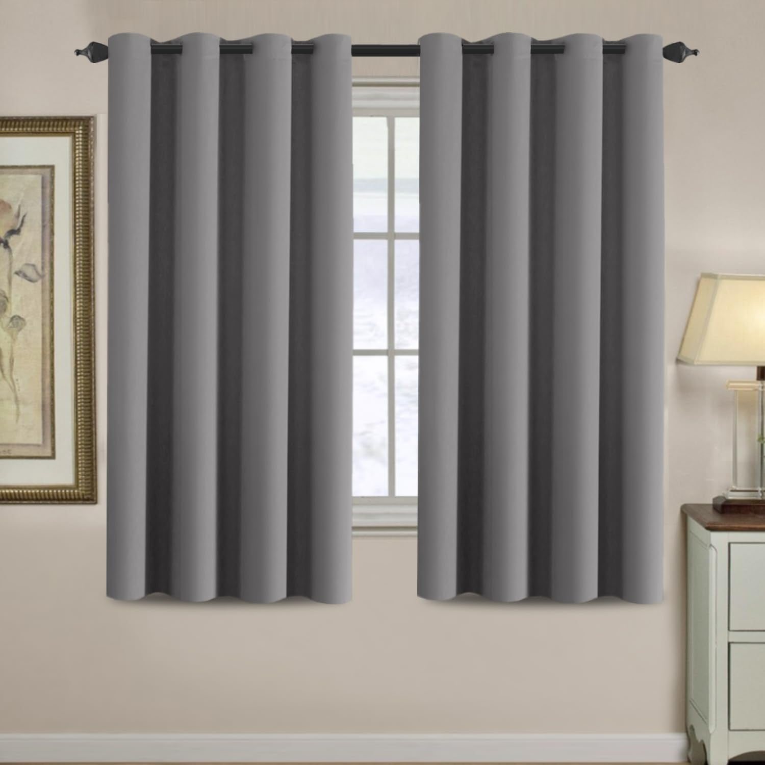 H.VERSAILTEX Blackout Patio Curtains 100 x 96 Inches for Sliding Door Extral Wide Blackout Curtain Panels Thermal Insulated Room Divider - Grommet Top, 8' Tall by 8.5' Wide - Jet Black