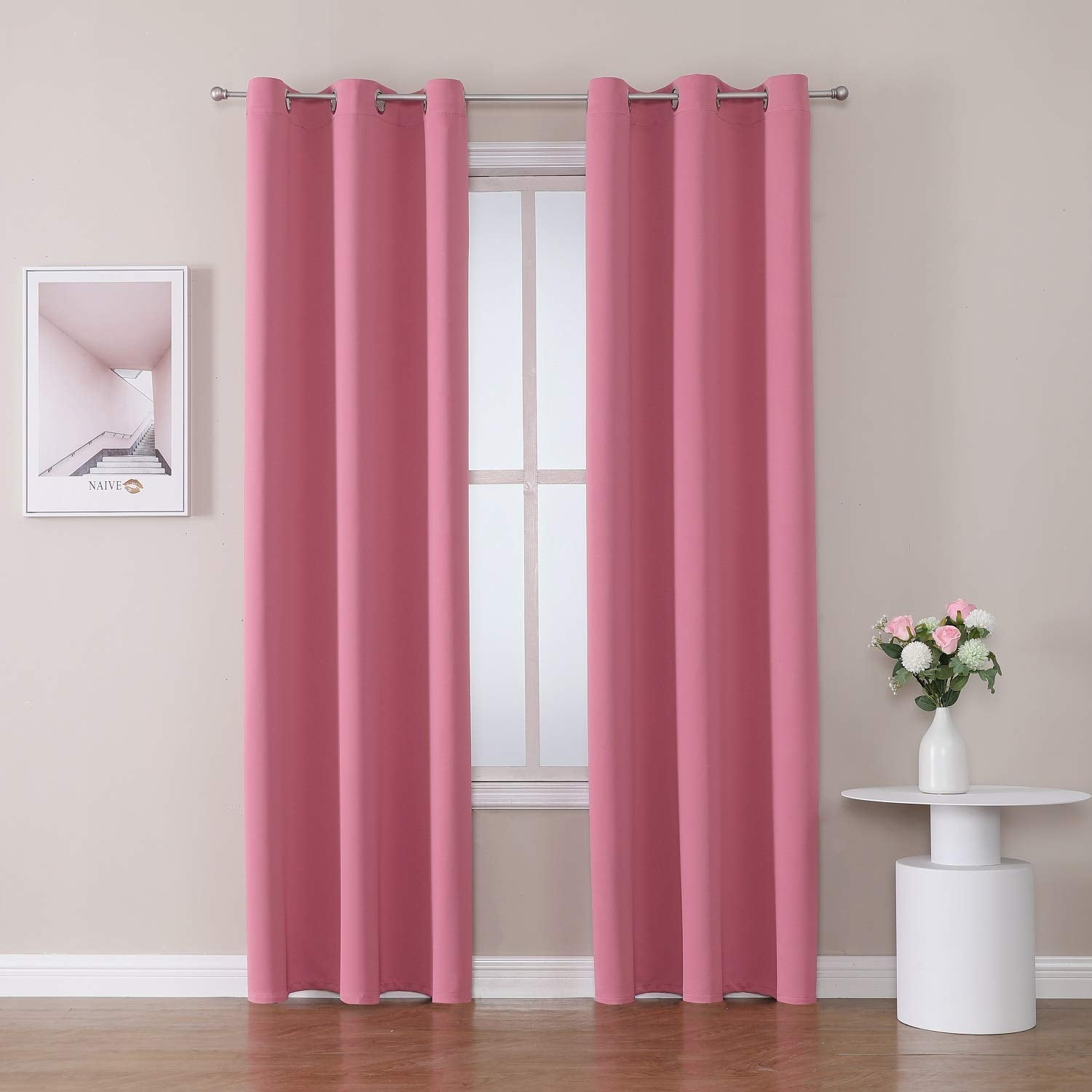 ChrisDowa Grommet Blackout Curtains for Bedroom and Living Room - 2 Panels Set Thermal Insulated Room Darkening Curtains (Dark Grey, 42 x 63 Inch)