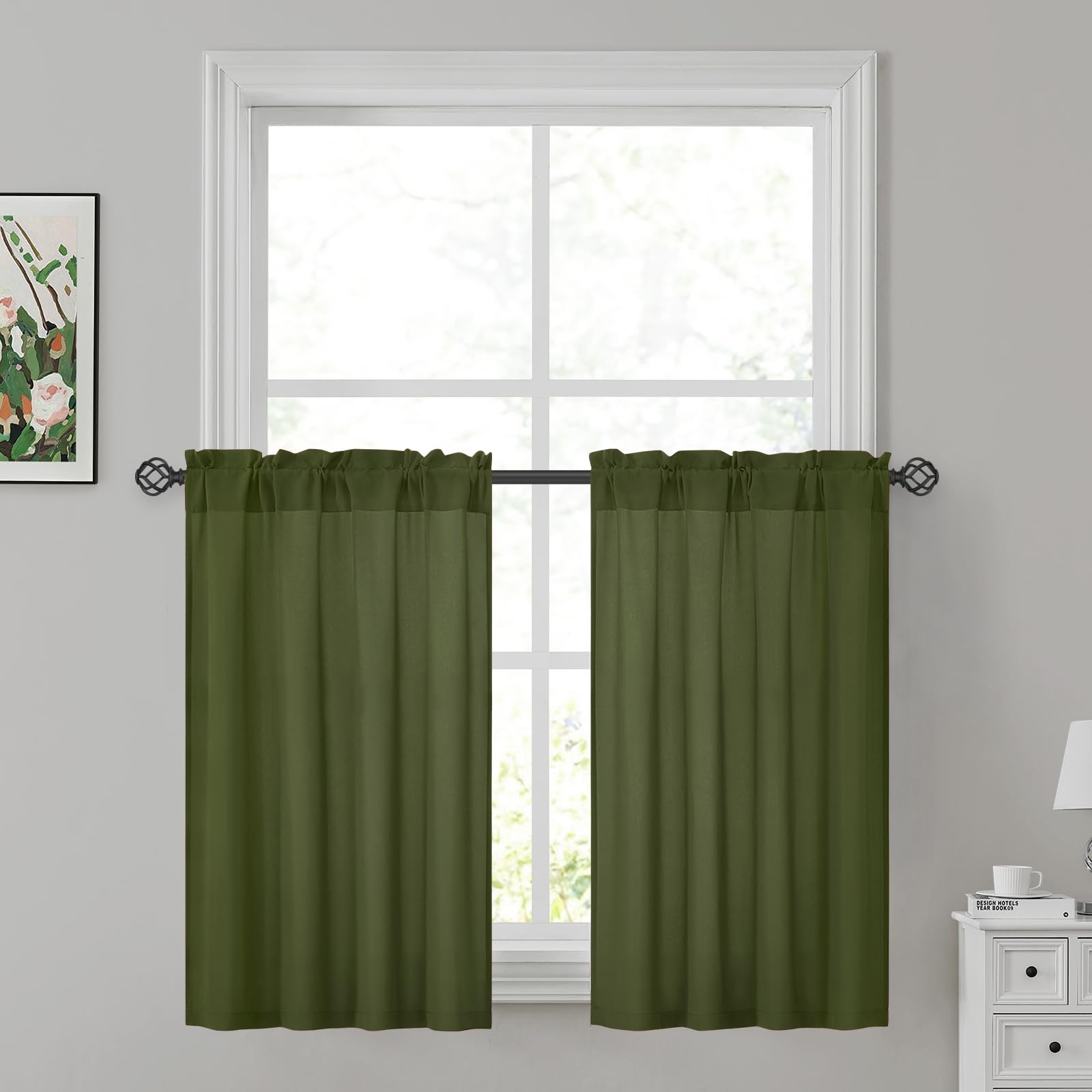 HOMEIDEAS Non-See-Through White Privacy Sheer Curtains 52 X 84 Inches Long 2 Panels Sheer Curtains Light Filtering Window Curtains Drapes for Bedroom Living Room