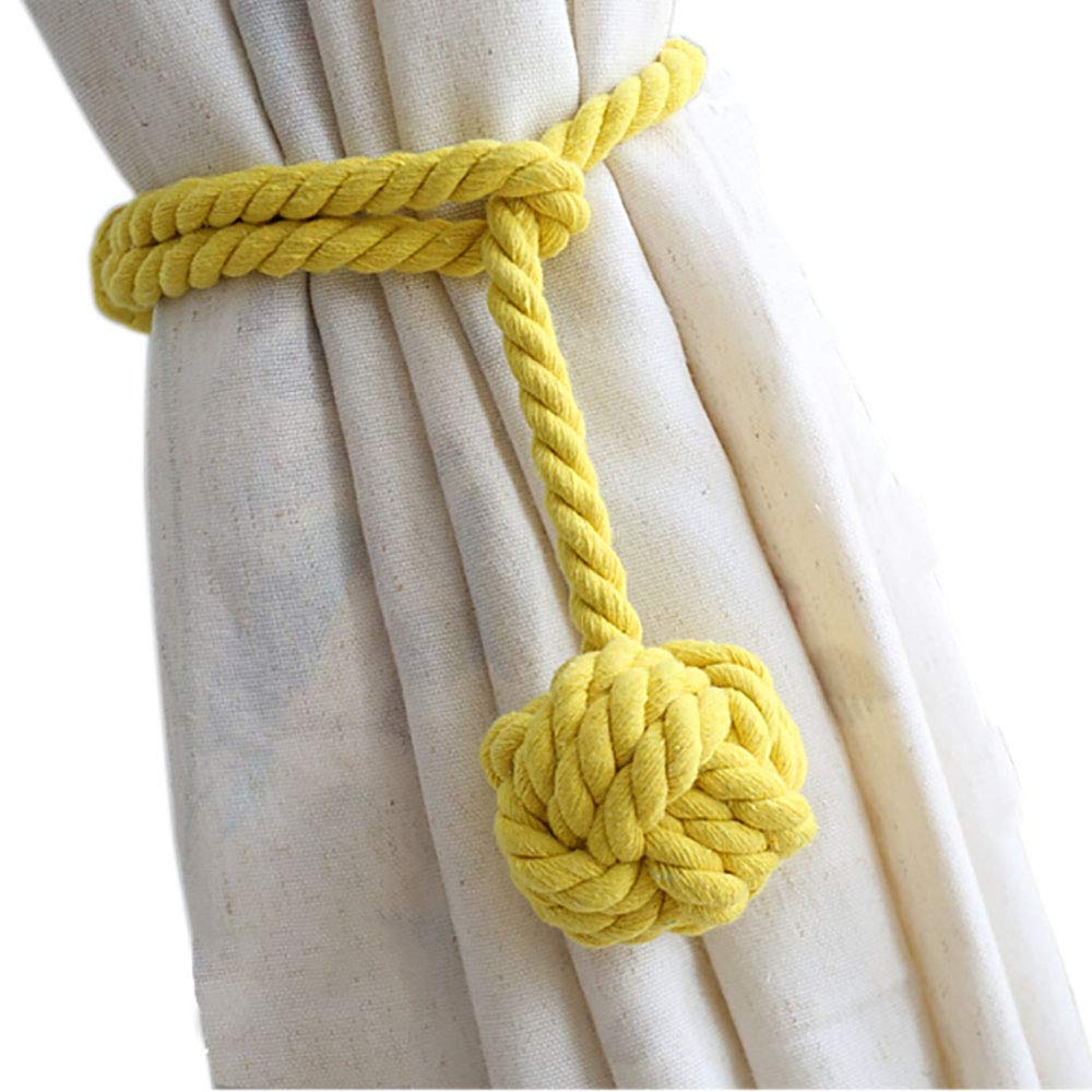 Melaluxe 2 Pack Curtain Tiebacks - Heavy Duty Curtain Rope Tieback, Handmade Rural Decorative Curtain Holdbacks (Beige)