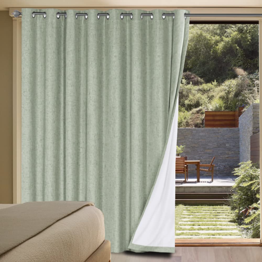 H.VERSAILTEX 100% Blackout Curtains Ivory, Linen Blackout Curtains 96 inch Curtains 2 Panel Set, Elegant Curtain for Bedroom Grommet Drapes for Living Room