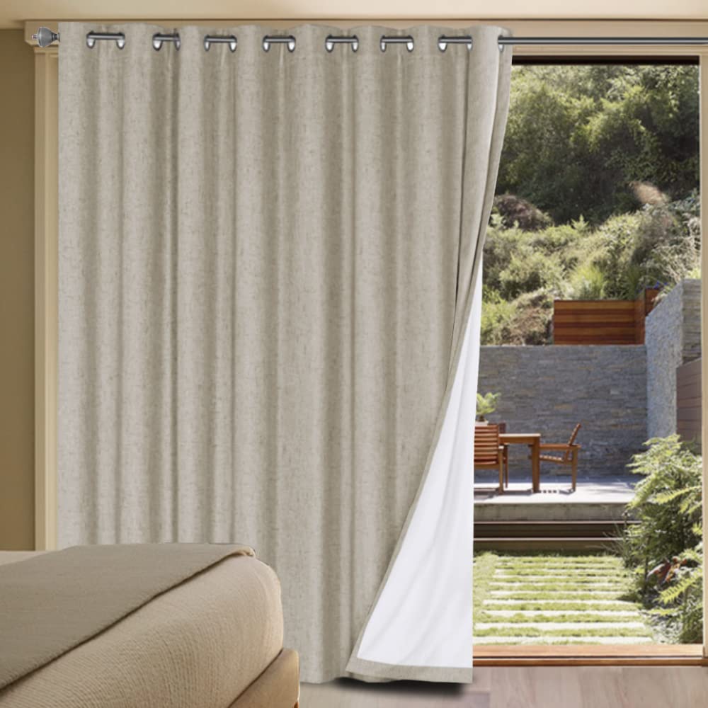 H.VERSAILTEX 100% Blackout Curtains Ivory, Linen Blackout Curtains 96 inch Curtains 2 Panel Set, Elegant Curtain for Bedroom Grommet Drapes for Living Room