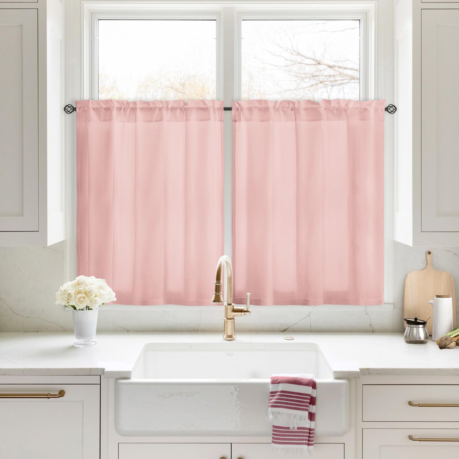HOMEIDEAS Non-See-Through White Privacy Sheer Curtains 52 X 84 Inches Long 2 Panels Sheer Curtains Light Filtering Window Curtains Drapes for Bedroom Living Room