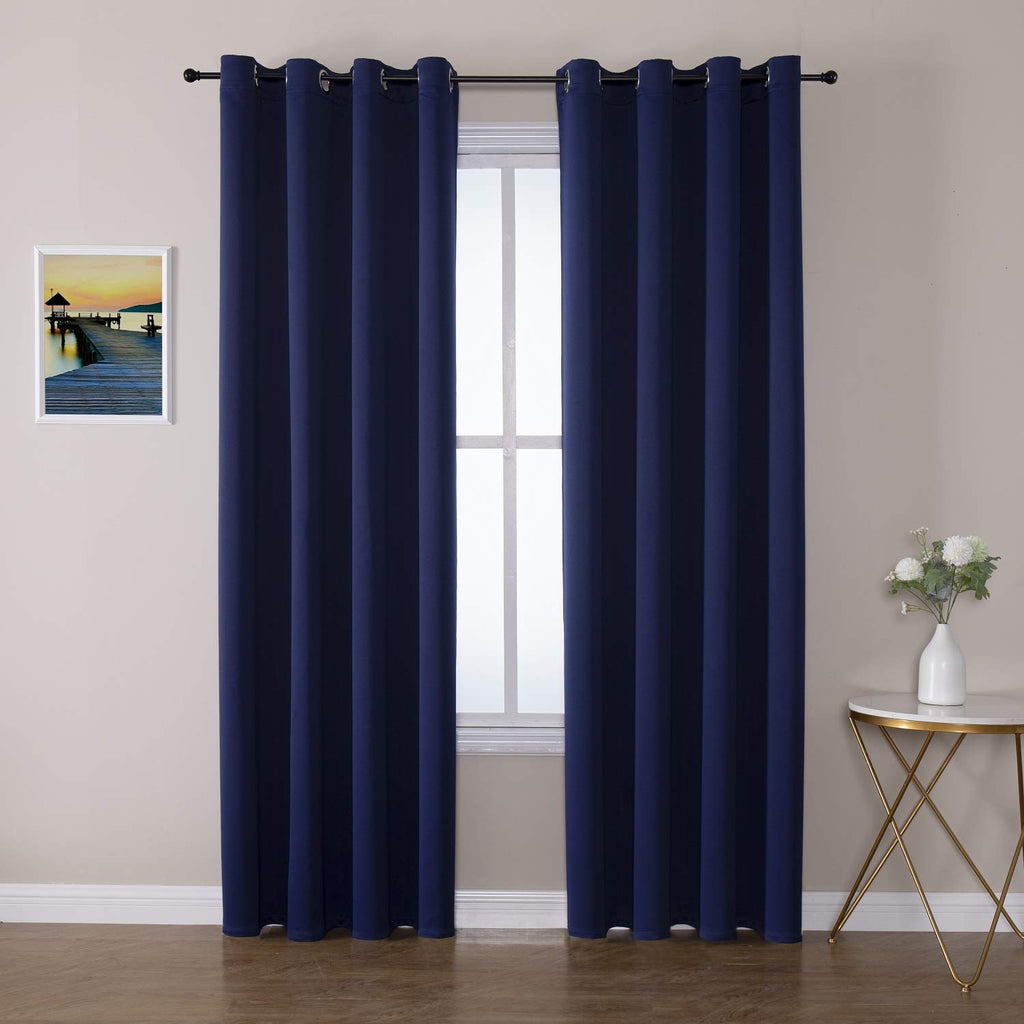 ChrisDowa Grommet Blackout Curtains for Bedroom and Living Room - 2 Panels Set Thermal Insulated Room Darkening Curtains (Dark Grey, 42 x 63 Inch)