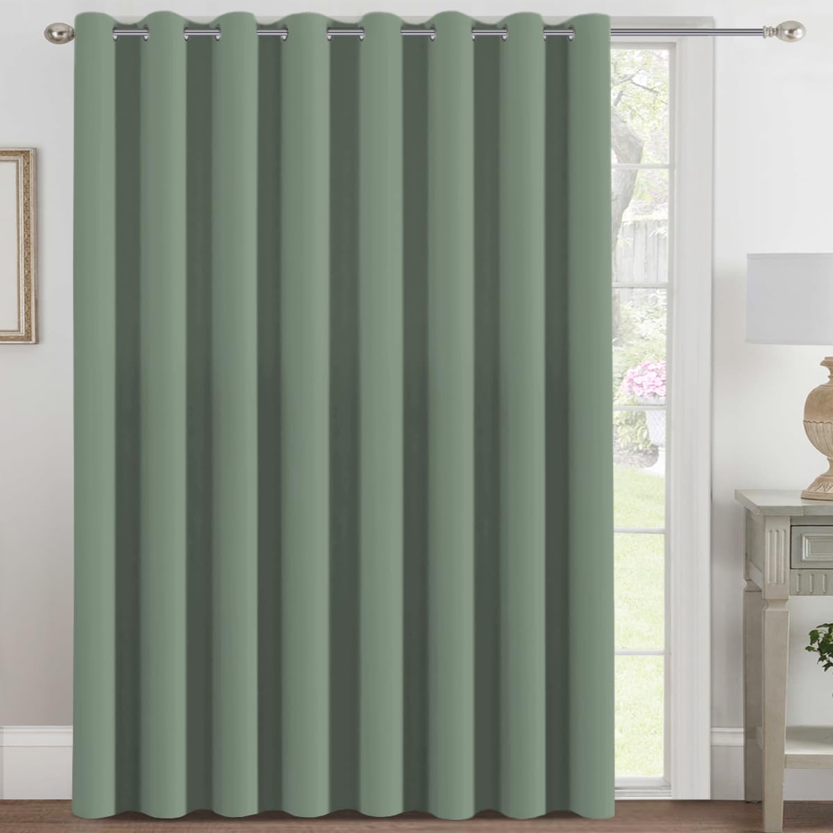 H.VERSAILTEX Blackout Patio Curtains 100 x 96 Inches for Sliding Door Extral Wide Blackout Curtain Panels Thermal Insulated Room Divider - Grommet Top, 8' Tall by 8.5' Wide - Jet Black