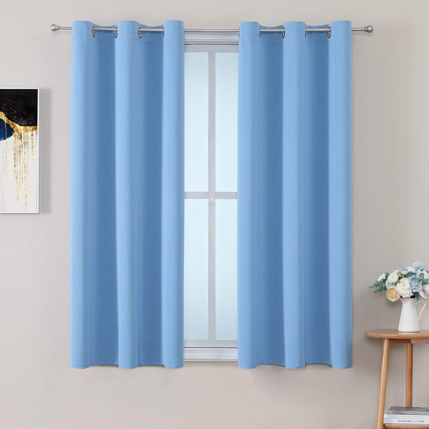 ChrisDowa Grommet Blackout Curtains for Bedroom and Living Room - 2 Panels Set Thermal Insulated Room Darkening Curtains (Dark Grey, 42 x 63 Inch)