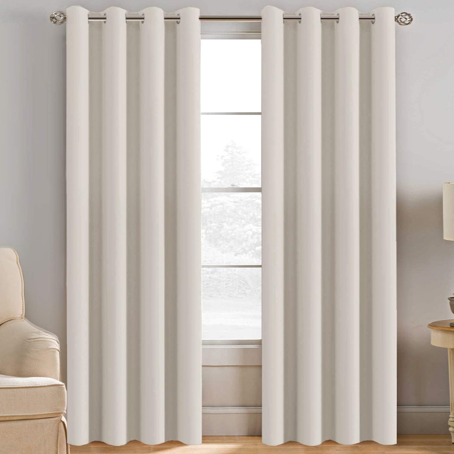 H.VERSAILTEX Blackout Patio Curtains 100 x 96 Inches for Sliding Door Extral Wide Blackout Curtain Panels Thermal Insulated Room Divider - Grommet Top, 8' Tall by 8.5' Wide - Jet Black