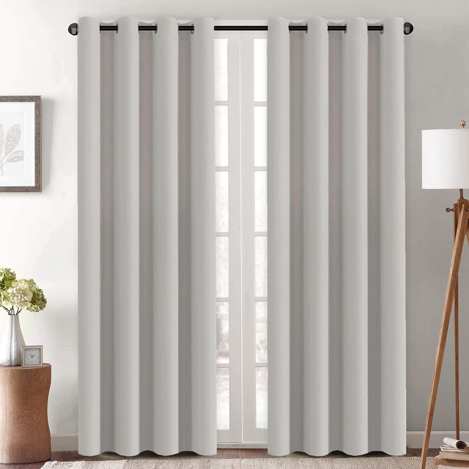 H.VERSAILTEX Blackout Patio Curtains 100 x 96 Inches for Sliding Door Extral Wide Blackout Curtain Panels Thermal Insulated Room Divider - Grommet Top, 8' Tall by 8.5' Wide - Jet Black