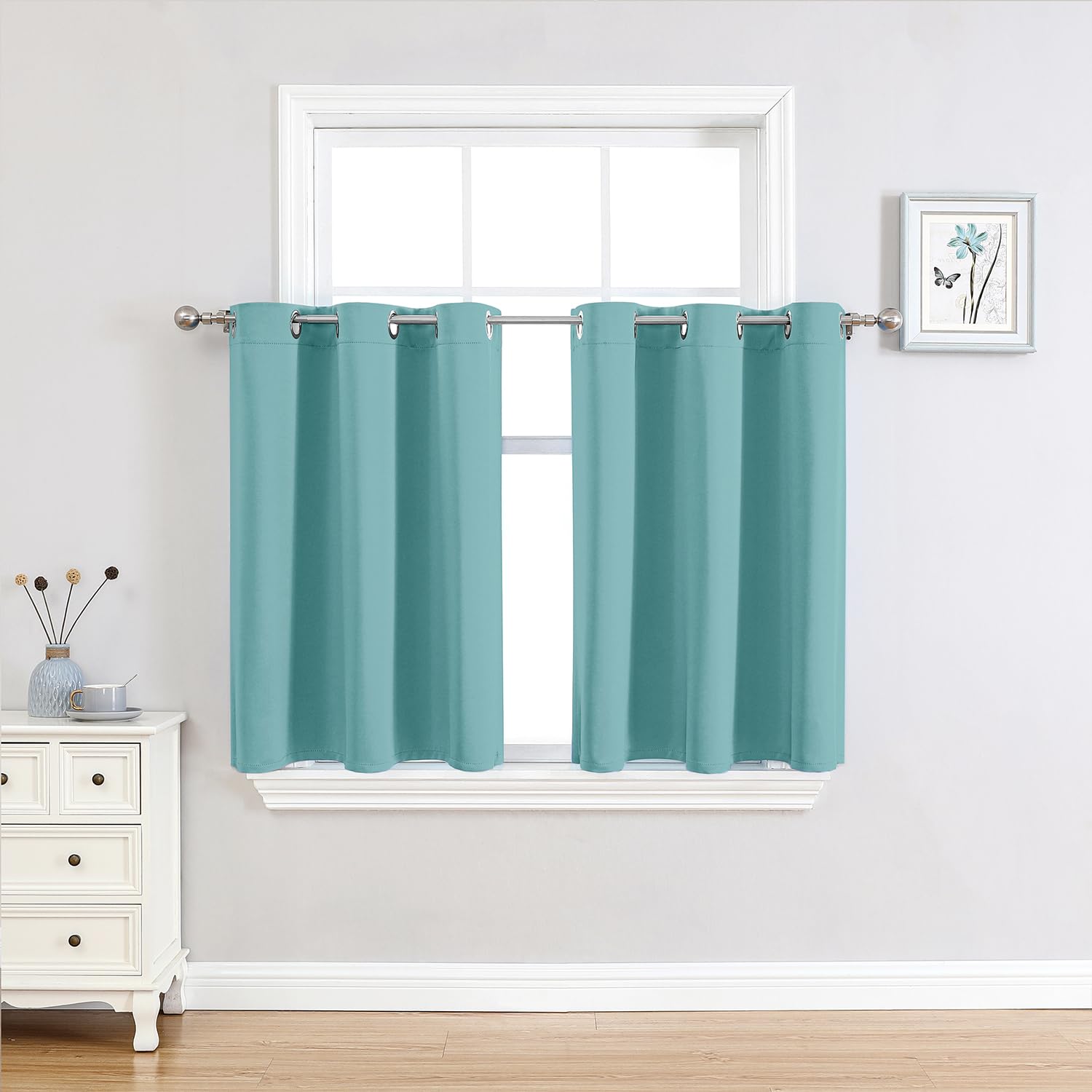 ChrisDowa Grommet Blackout Curtains for Bedroom and Living Room - 2 Panels Set Thermal Insulated Room Darkening Curtains (Dark Grey, 42 x 63 Inch)