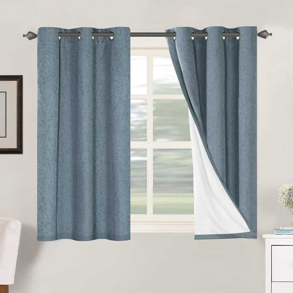 H.VERSAILTEX 100% Blackout Curtains Ivory, Linen Blackout Curtains 96 inch Curtains 2 Panel Set, Elegant Curtain for Bedroom Grommet Drapes for Living Room