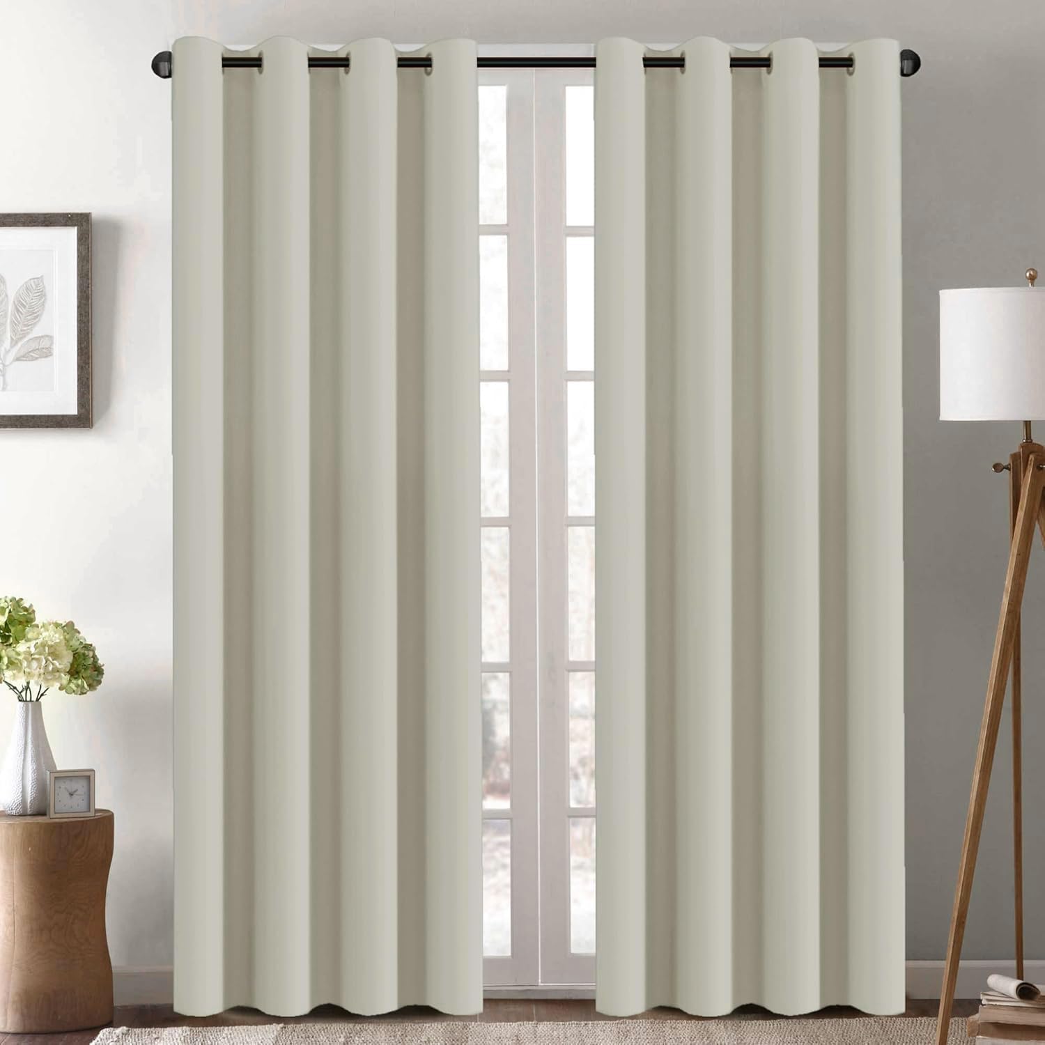 H.VERSAILTEX Blackout Patio Curtains 100 x 96 Inches for Sliding Door Extral Wide Blackout Curtain Panels Thermal Insulated Room Divider - Grommet Top, 8' Tall by 8.5' Wide - Jet Black