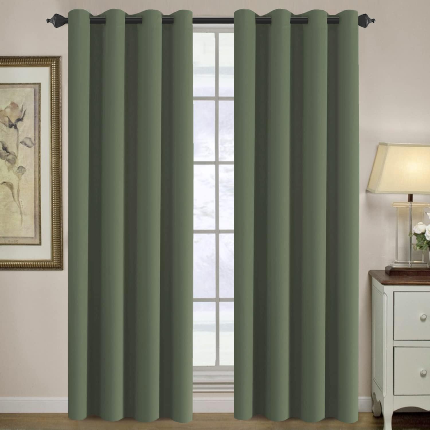 H.VERSAILTEX Blackout Patio Curtains 100 x 96 Inches for Sliding Door Extral Wide Blackout Curtain Panels Thermal Insulated Room Divider - Grommet Top, 8' Tall by 8.5' Wide - Jet Black