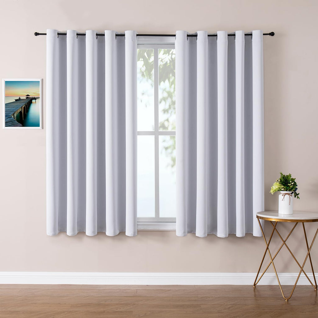ChrisDowa Grommet Blackout Curtains for Bedroom and Living Room - 2 Panels Set Thermal Insulated Room Darkening Curtains (Dark Grey, 42 x 63 Inch)