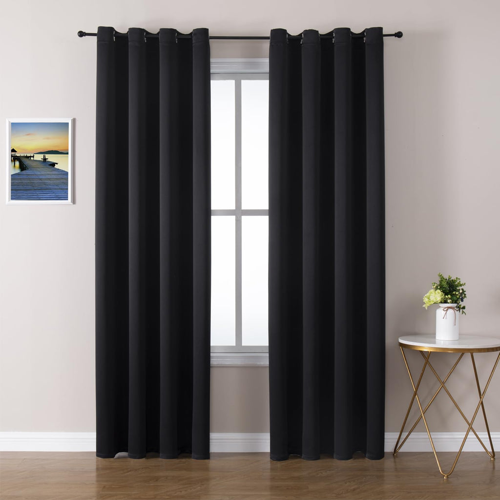 ChrisDowa Grommet Blackout Curtains for Bedroom and Living Room - 2 Panels Set Thermal Insulated Room Darkening Curtains (Dark Grey, 42 x 63 Inch)