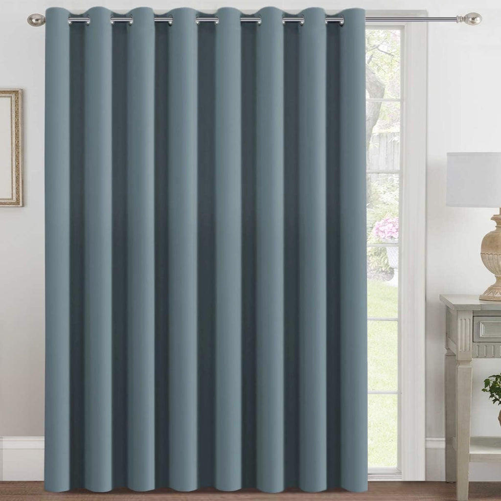 H.VERSAILTEX Blackout Patio Curtains 100 x 96 Inches for Sliding Door Extral Wide Blackout Curtain Panels Thermal Insulated Room Divider - Grommet Top, 8' Tall by 8.5' Wide - Jet Black