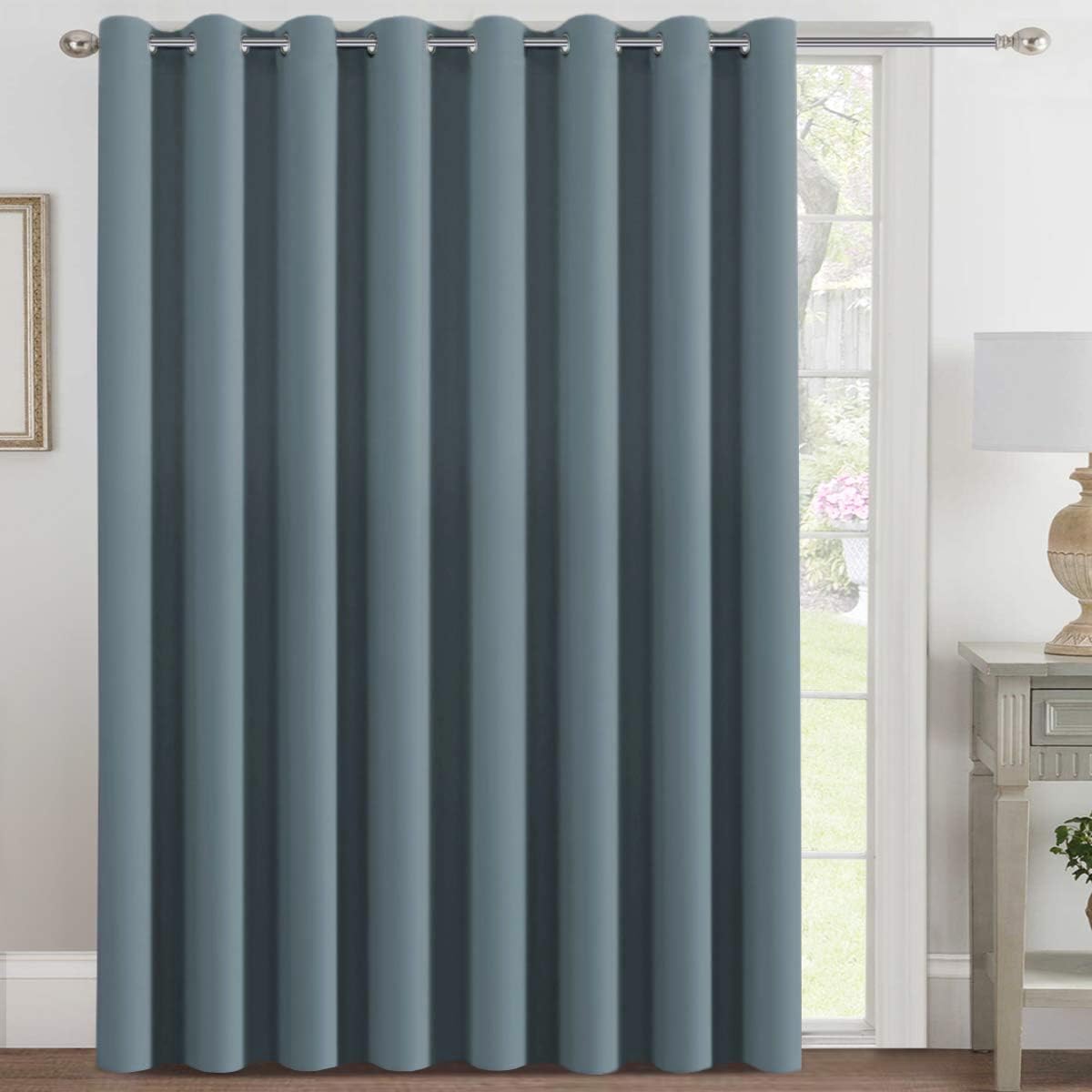 H.VERSAILTEX Blackout Patio Curtains 100 x 96 Inches for Sliding Door Extral Wide Blackout Curtain Panels Thermal Insulated Room Divider - Grommet Top, 8' Tall by 8.5' Wide - Jet Black