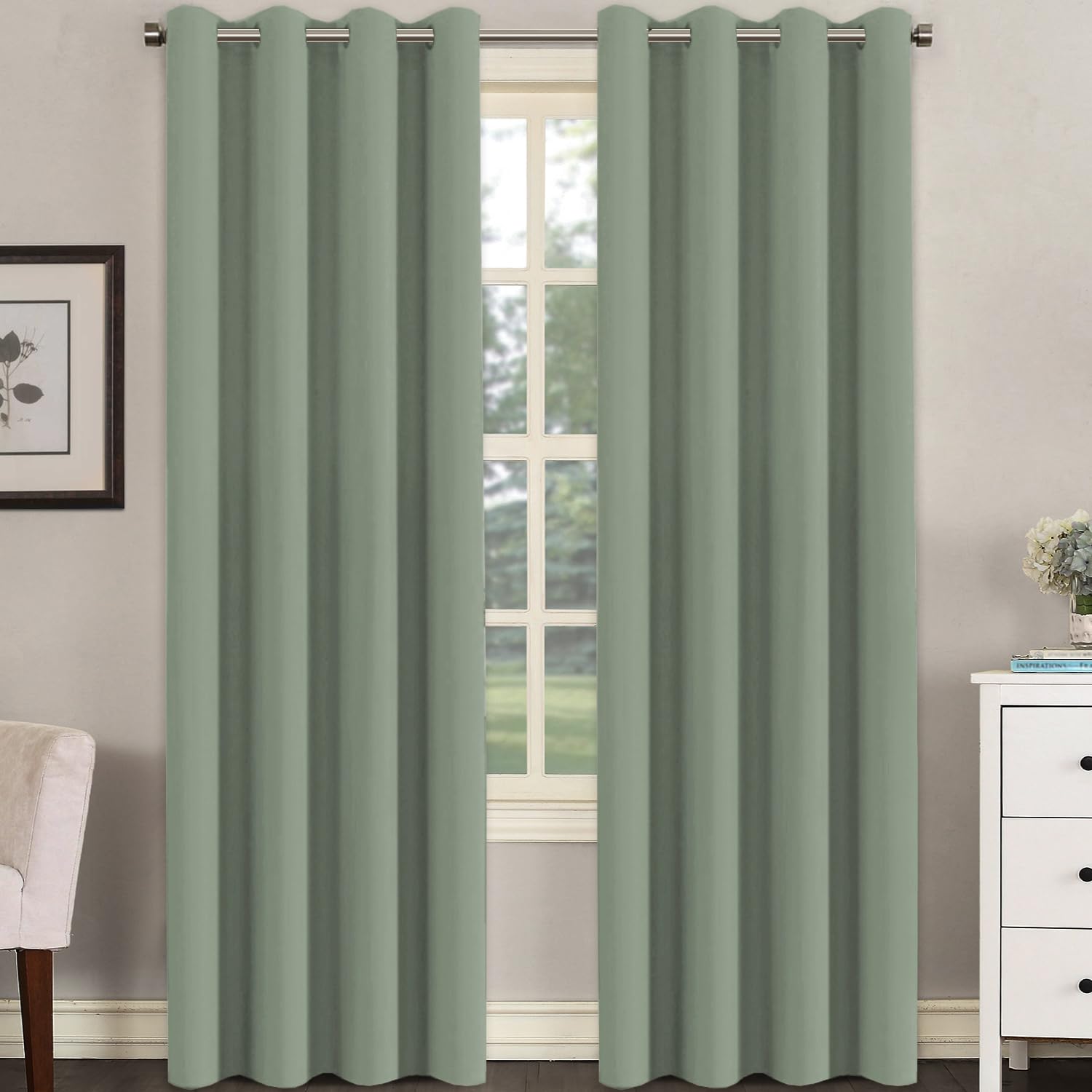H.VERSAILTEX Blackout Patio Curtains 100 x 96 Inches for Sliding Door Extral Wide Blackout Curtain Panels Thermal Insulated Room Divider - Grommet Top, 8' Tall by 8.5' Wide - Jet Black