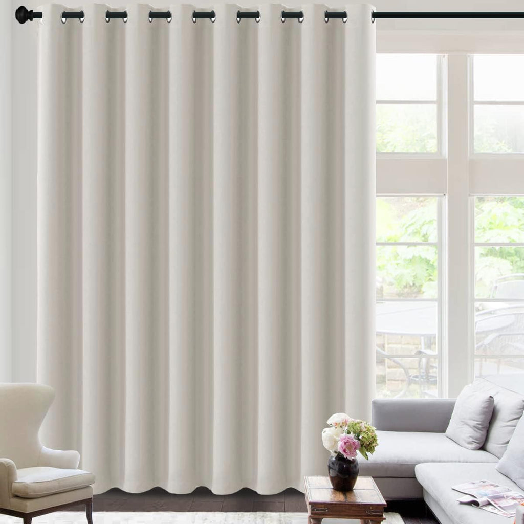 H.VERSAILTEX Blackout Patio Curtains 100 x 96 Inches for Sliding Door Extral Wide Blackout Curtain Panels Thermal Insulated Room Divider - Grommet Top, 8' Tall by 8.5' Wide - Jet Black