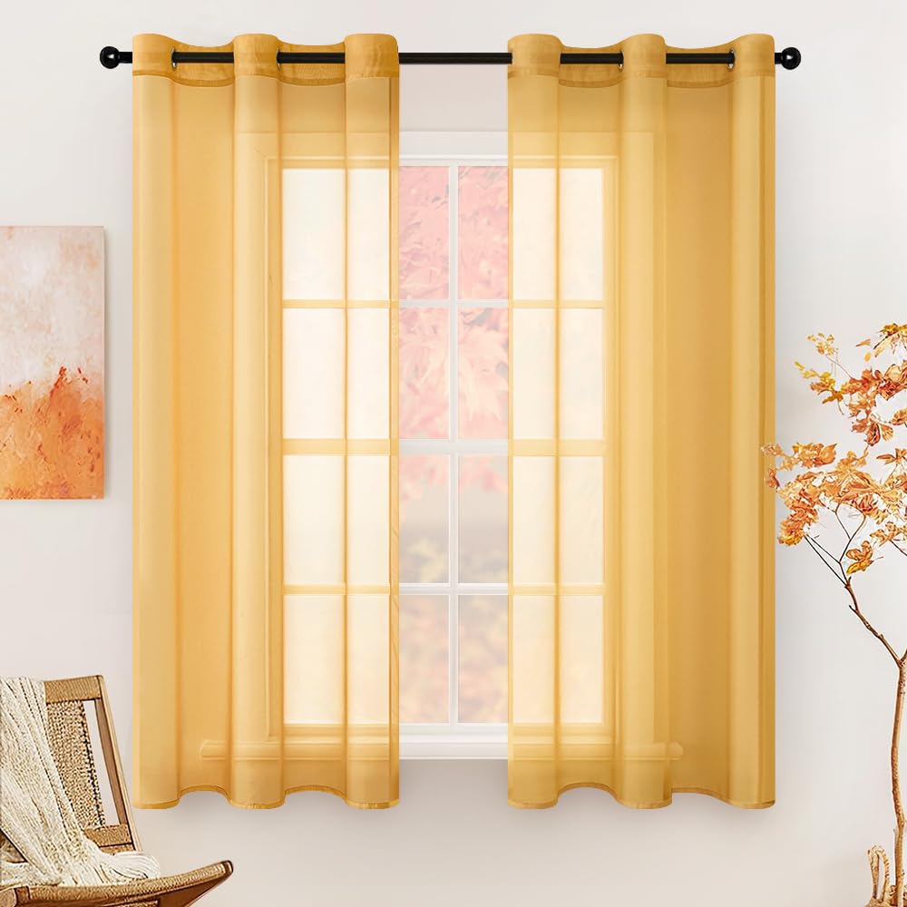 MIULEE Solid Color Sheer Curtains 84 Inches Long 2 Panels Set - Elegant Lightweight Grommet Light Filtering Window Voile Panels/Drapes/Treatment for Bedroom Living Room W42 x L84 Inch, White