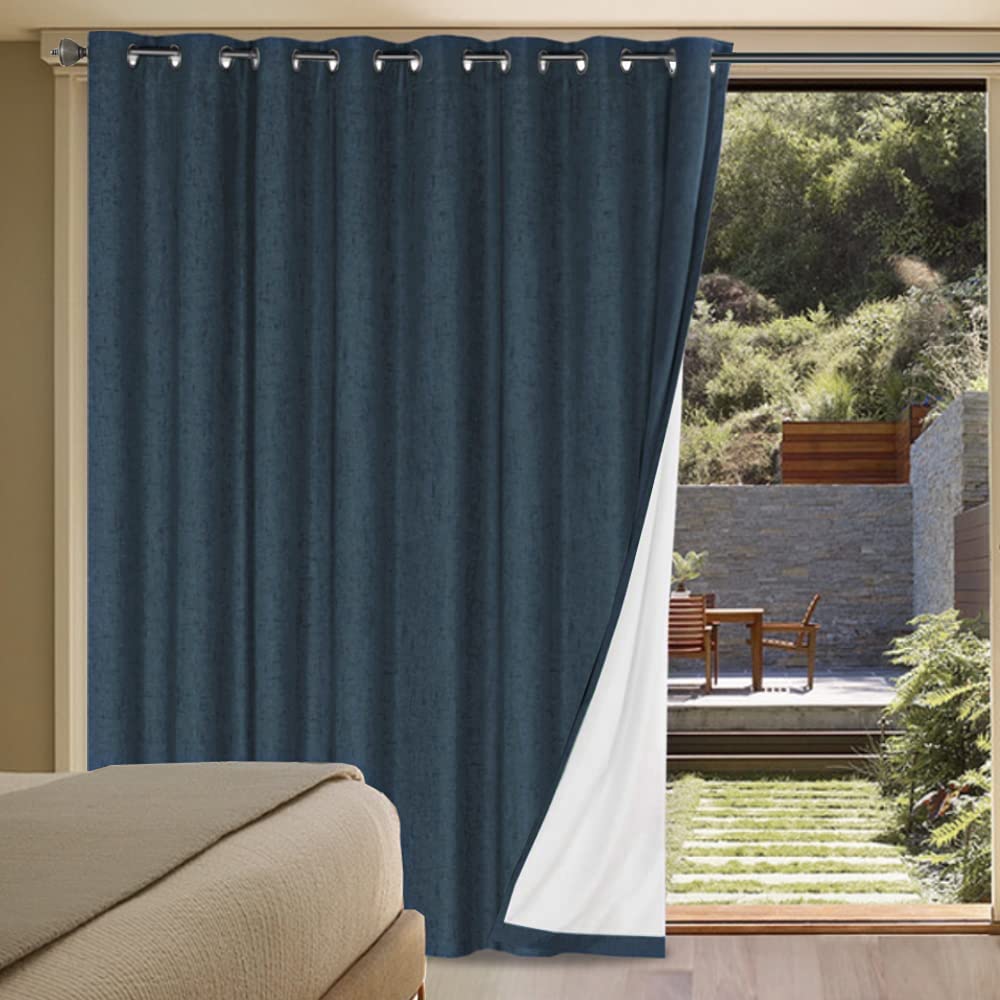H.VERSAILTEX 100% Blackout Curtains Ivory, Linen Blackout Curtains 96 inch Curtains 2 Panel Set, Elegant Curtain for Bedroom Grommet Drapes for Living Room