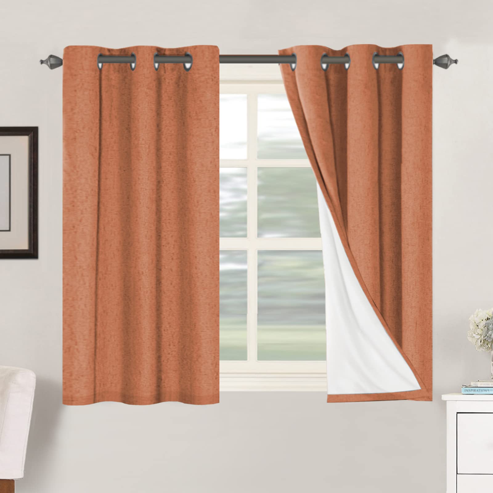 H.VERSAILTEX 100% Blackout Curtains Ivory, Linen Blackout Curtains 96 inch Curtains 2 Panel Set, Elegant Curtain for Bedroom Grommet Drapes for Living Room
